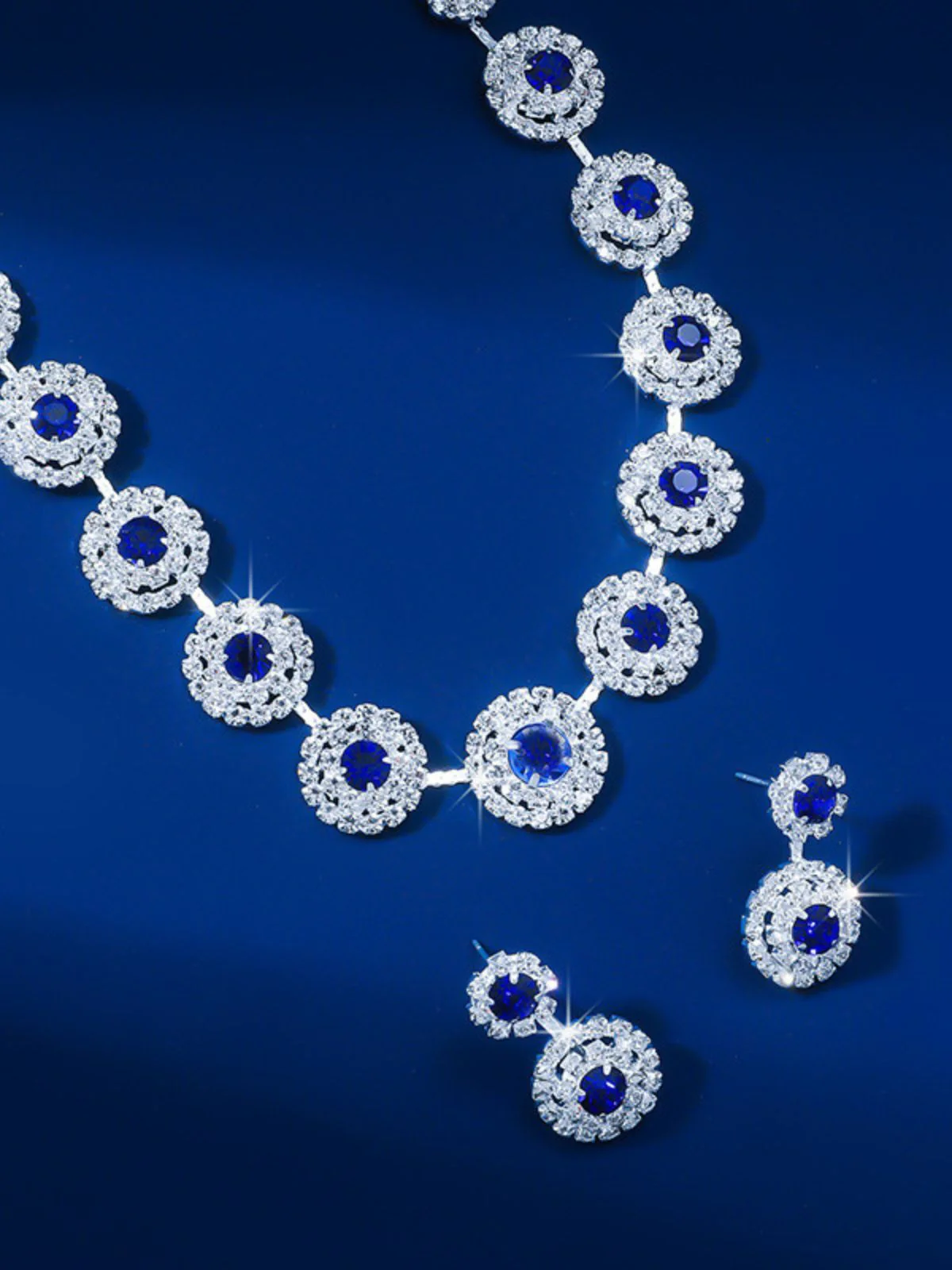 Vintage Diamond Necklace Earrings Set - Image 2