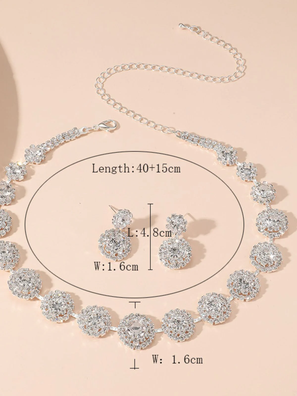 Vintage Diamond Necklace Earrings Set - Image 3