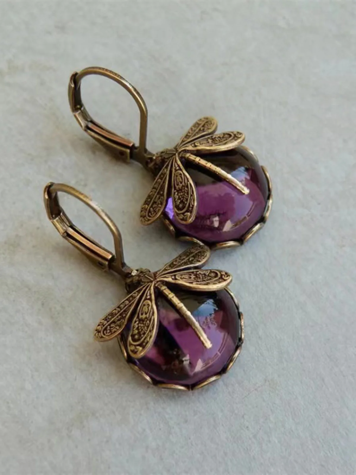 Vintage Dragonfly Gemstone Earrings - Image 2