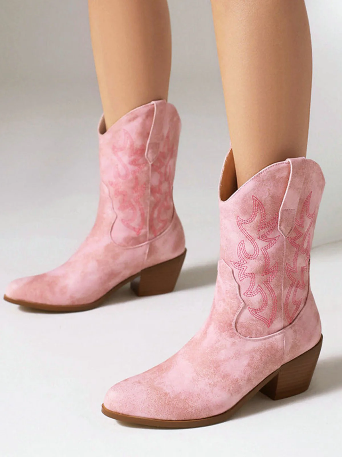 Vintage Embroidered Chunky Heel Cowboy Boots - Image 11