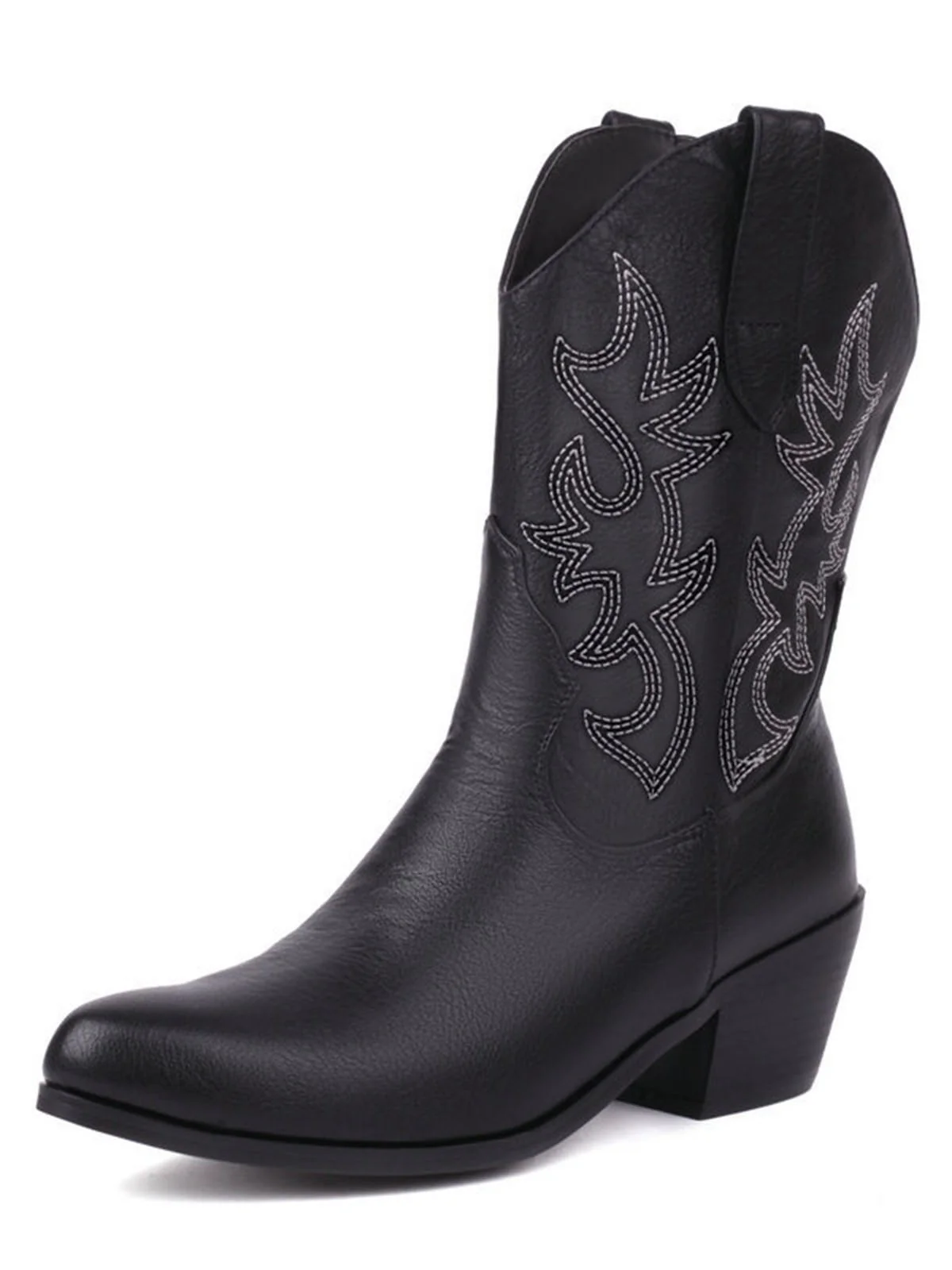 Vintage Embroidered Chunky Heel Cowboy Boots - Image 4