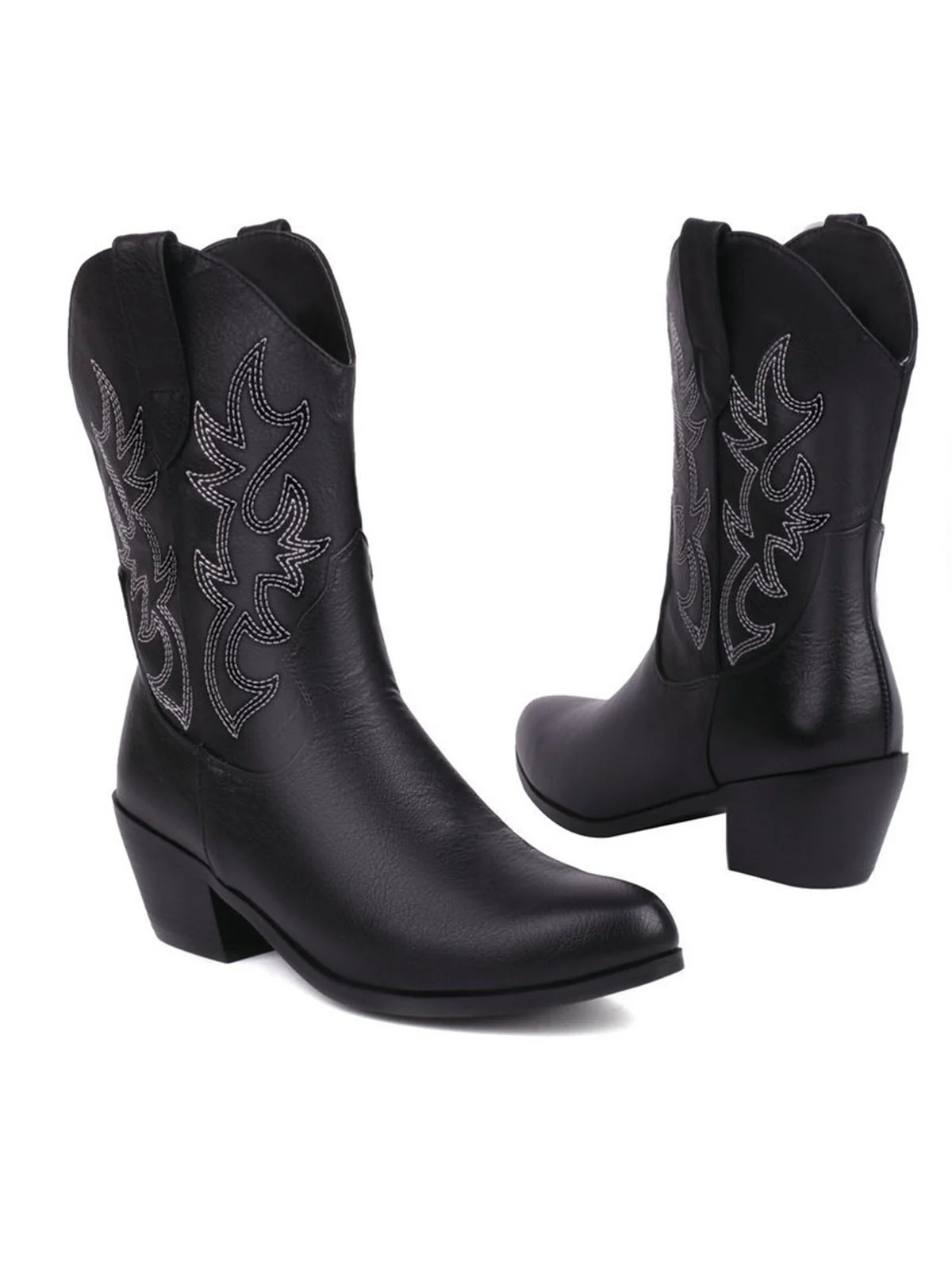 Vintage Embroidered Chunky Heel Cowboy Boots - Image 6