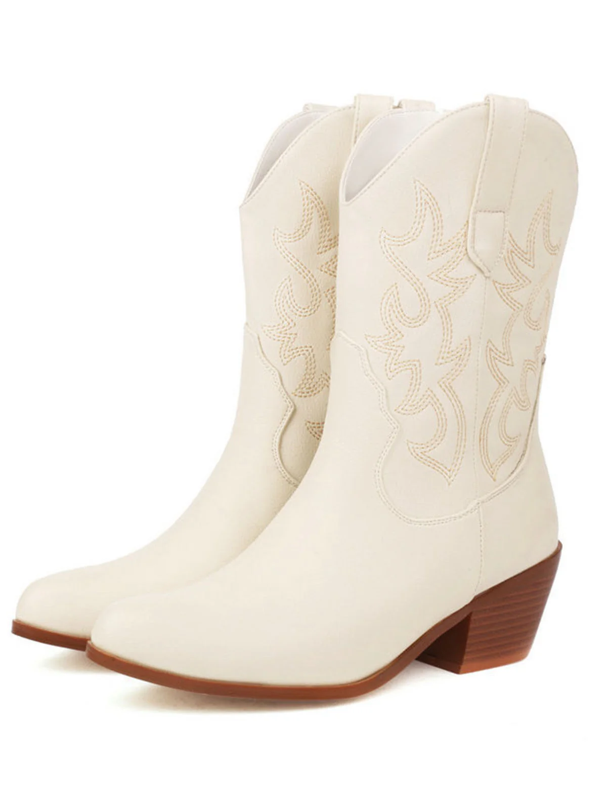 Vintage Embroidered Chunky Heel Cowboy Boots - Image 9
