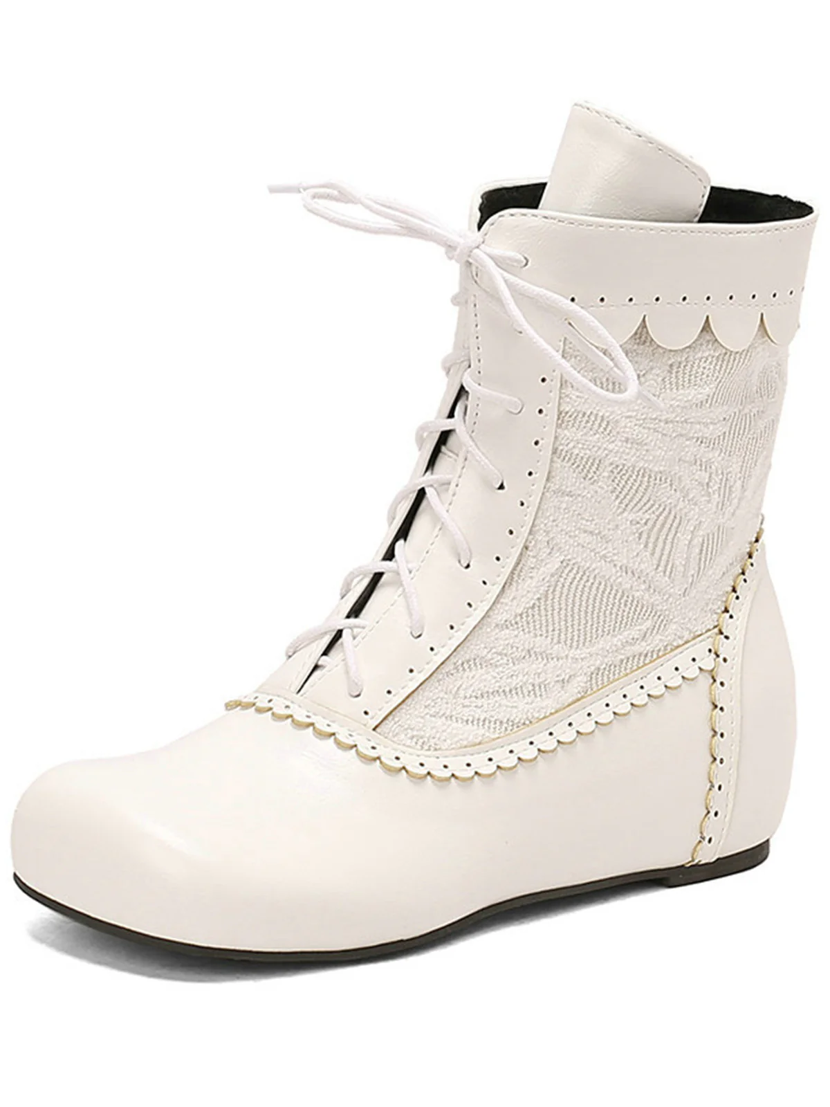 Vintage Embroidered Lace-Up Inner Heel Boots - Image 13