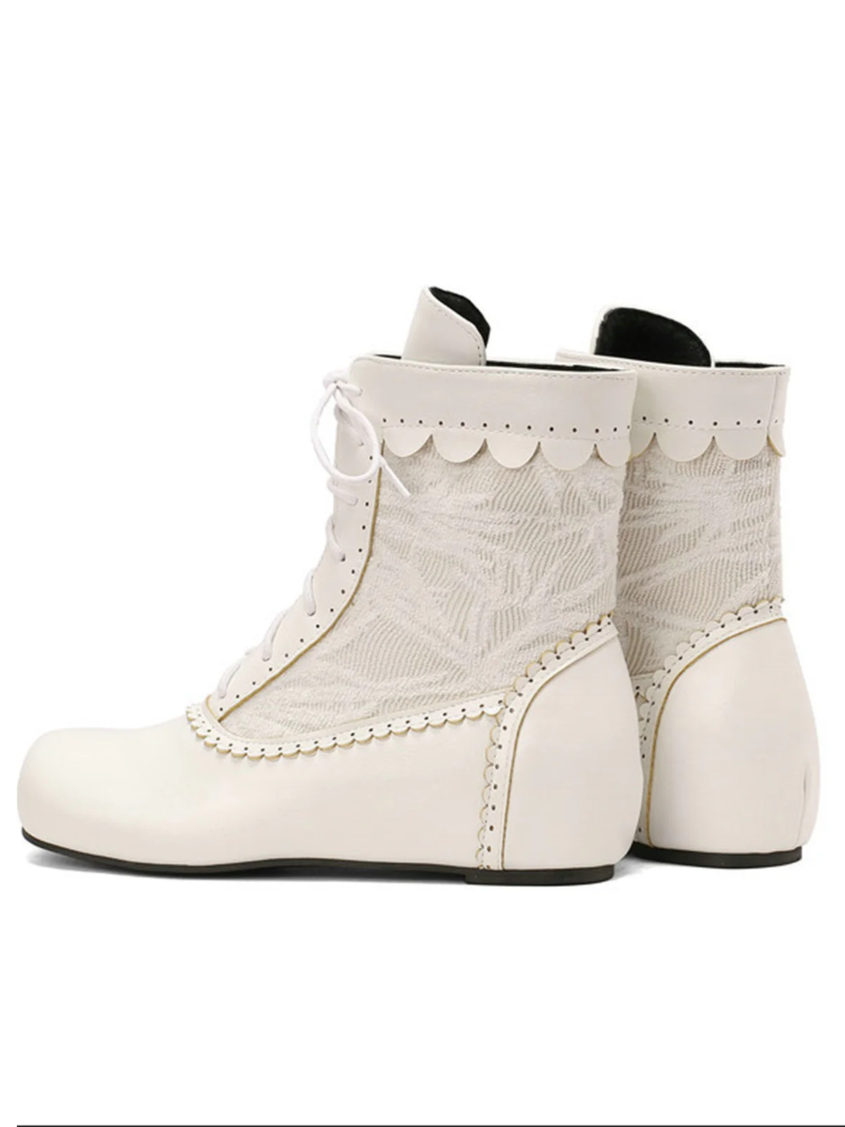 Vintage Embroidered Lace-Up Inner Heel Boots - Image 14