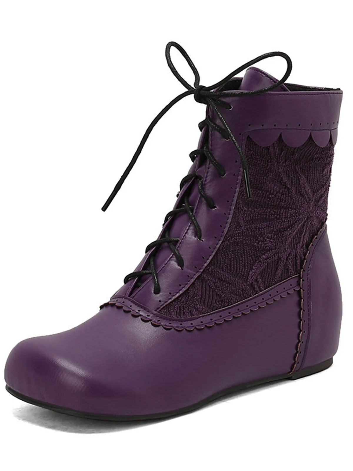 Vintage Embroidered Lace-Up Inner Heel Boots - Image 16