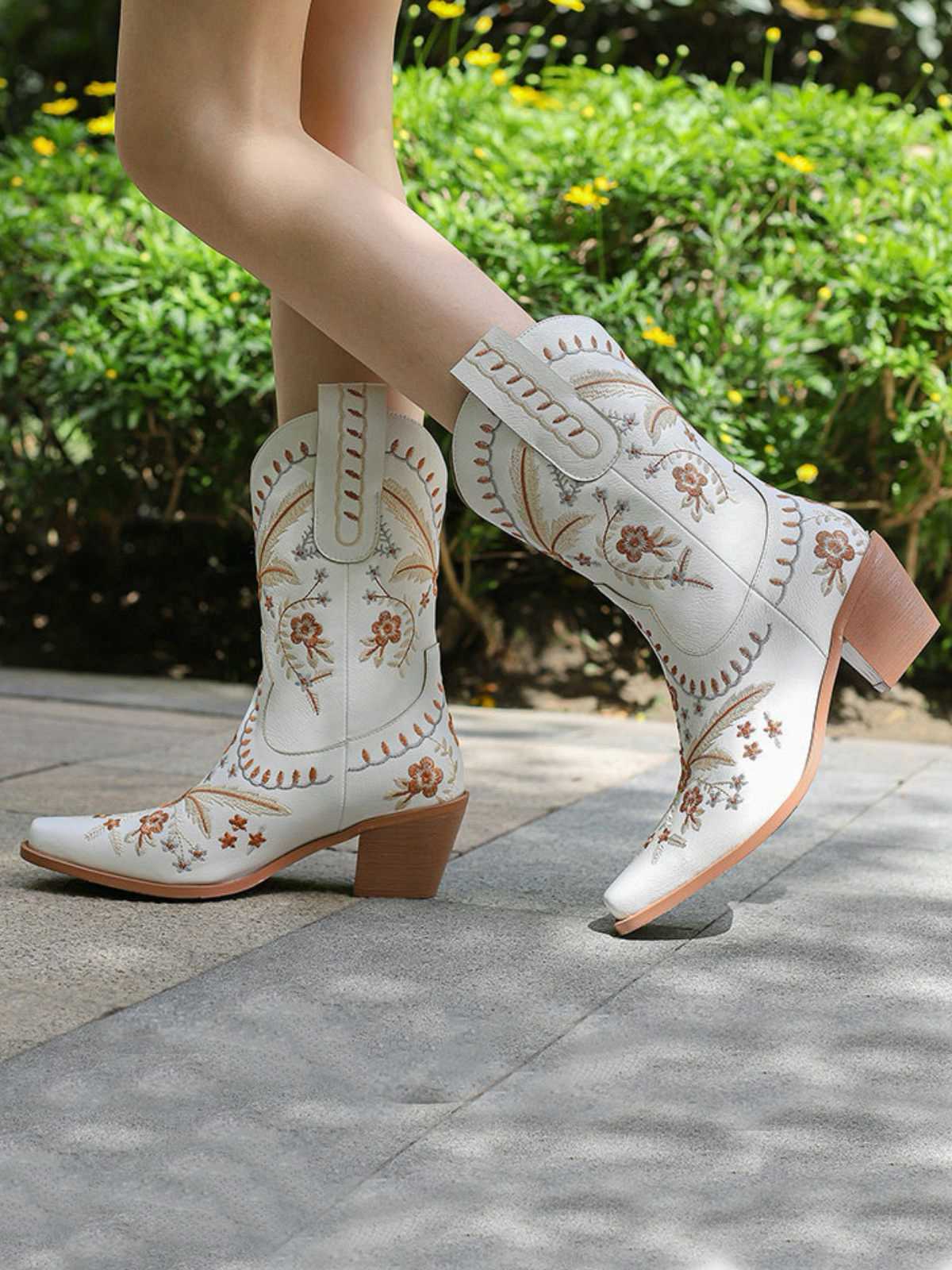Vintage Embroidered Western Style Cowboy Boots - Image 3