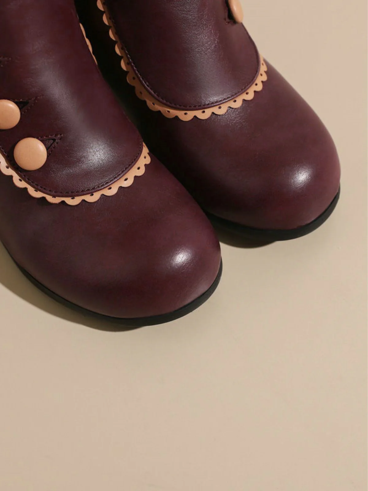 Vintage Faux Fur Lining Chunky Heel Short Boots - Image 6