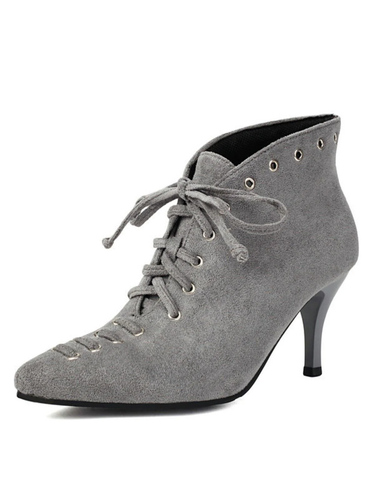 Vintage Faux Suede Pointed-Toe High Heels - Image 11
