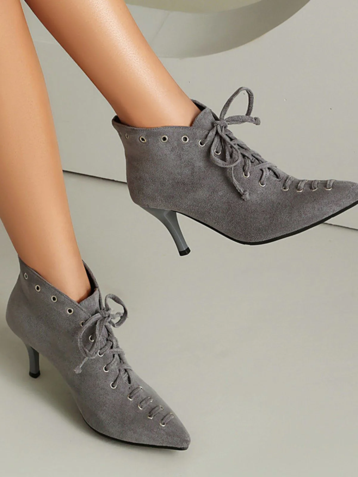 Vintage Faux Suede Pointed-Toe High Heels - Image 12