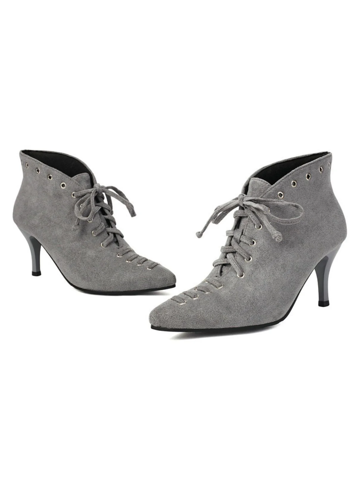 Vintage Faux Suede Pointed-Toe High Heels - Image 13