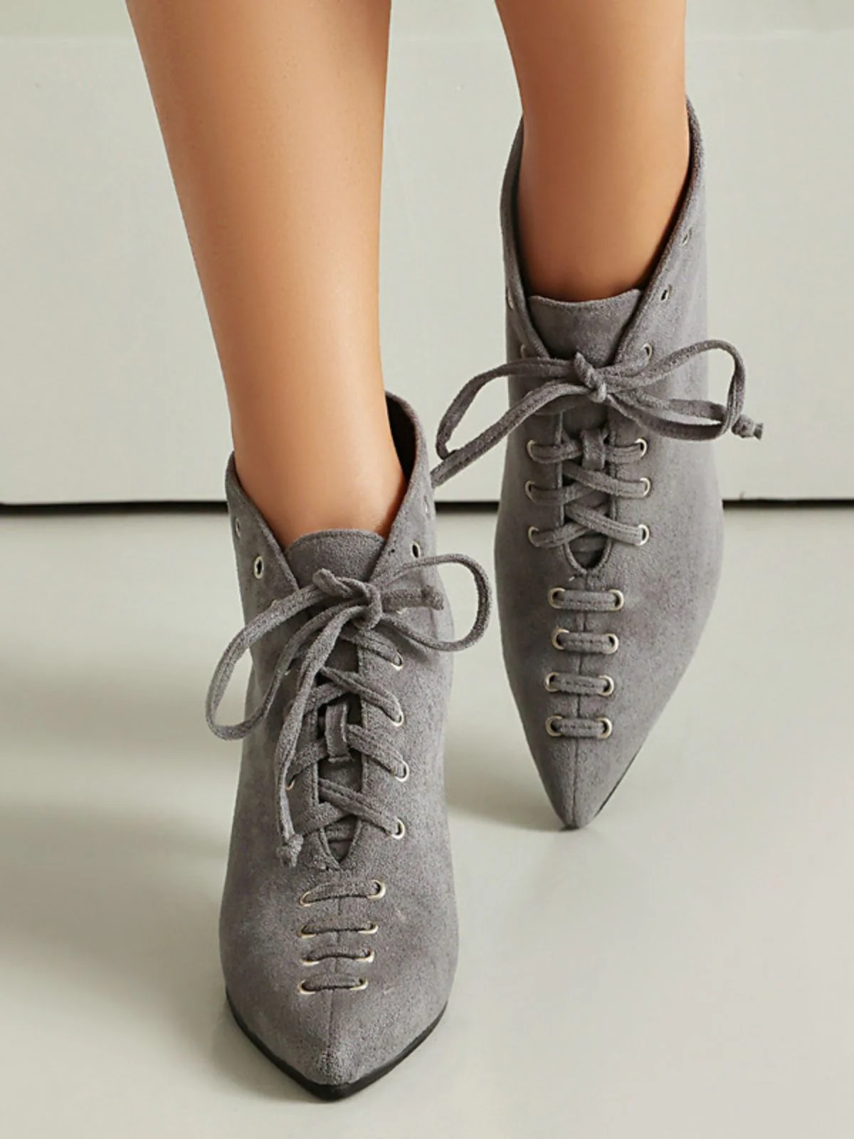 Vintage Faux Suede Pointed-Toe High Heels - Image 15