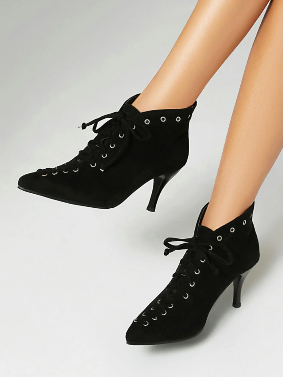 Vintage Faux Suede Pointed-Toe High Heels - Image 2
