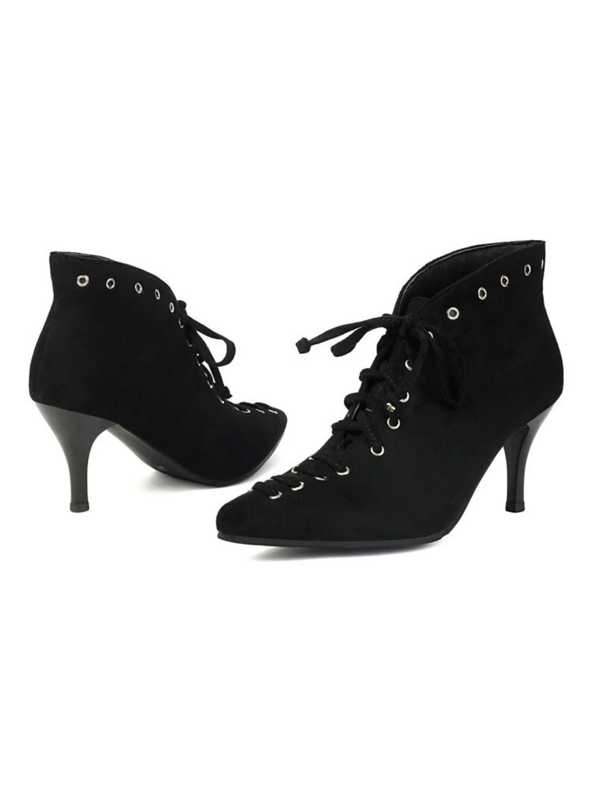 Vintage Faux Suede Pointed-Toe High Heels - Image 3