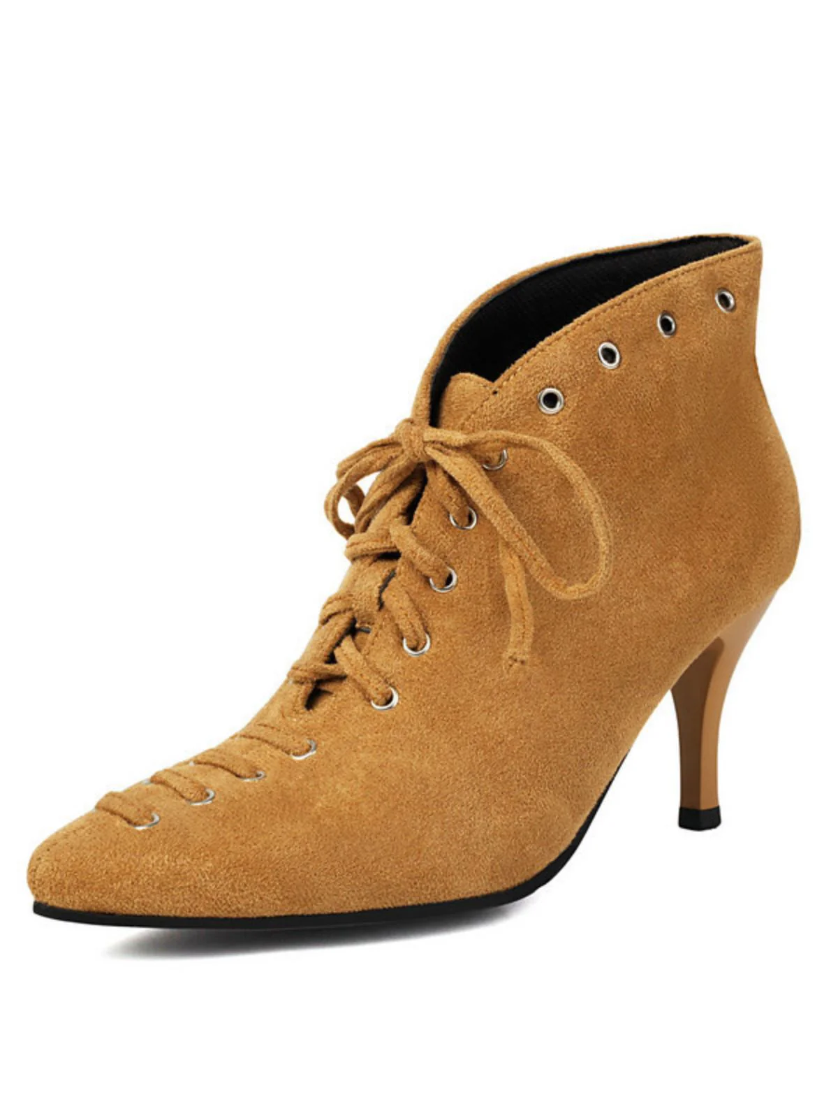 Vintage Faux Suede Pointed-Toe High Heels - Image 5