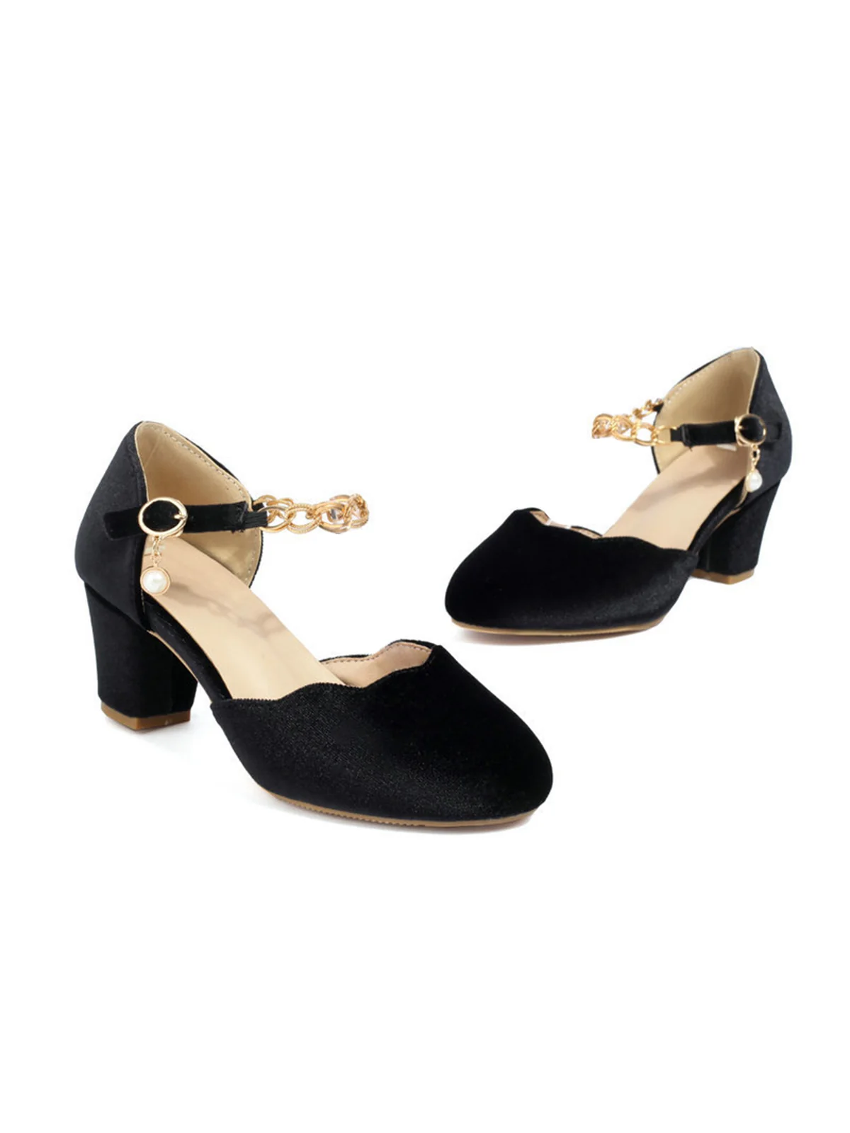 Vintage Flannelette Gold Chain High Heels - Image 3