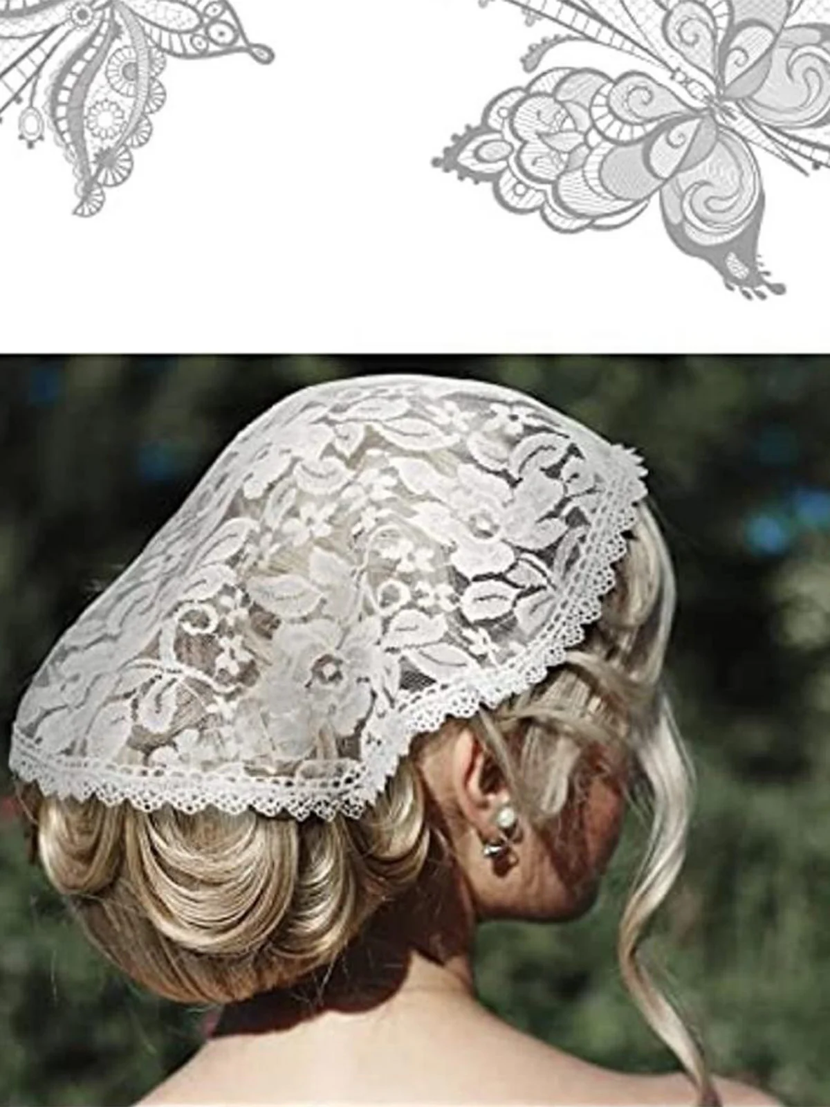 Vintage Floral Lace Head Covering - Image 2