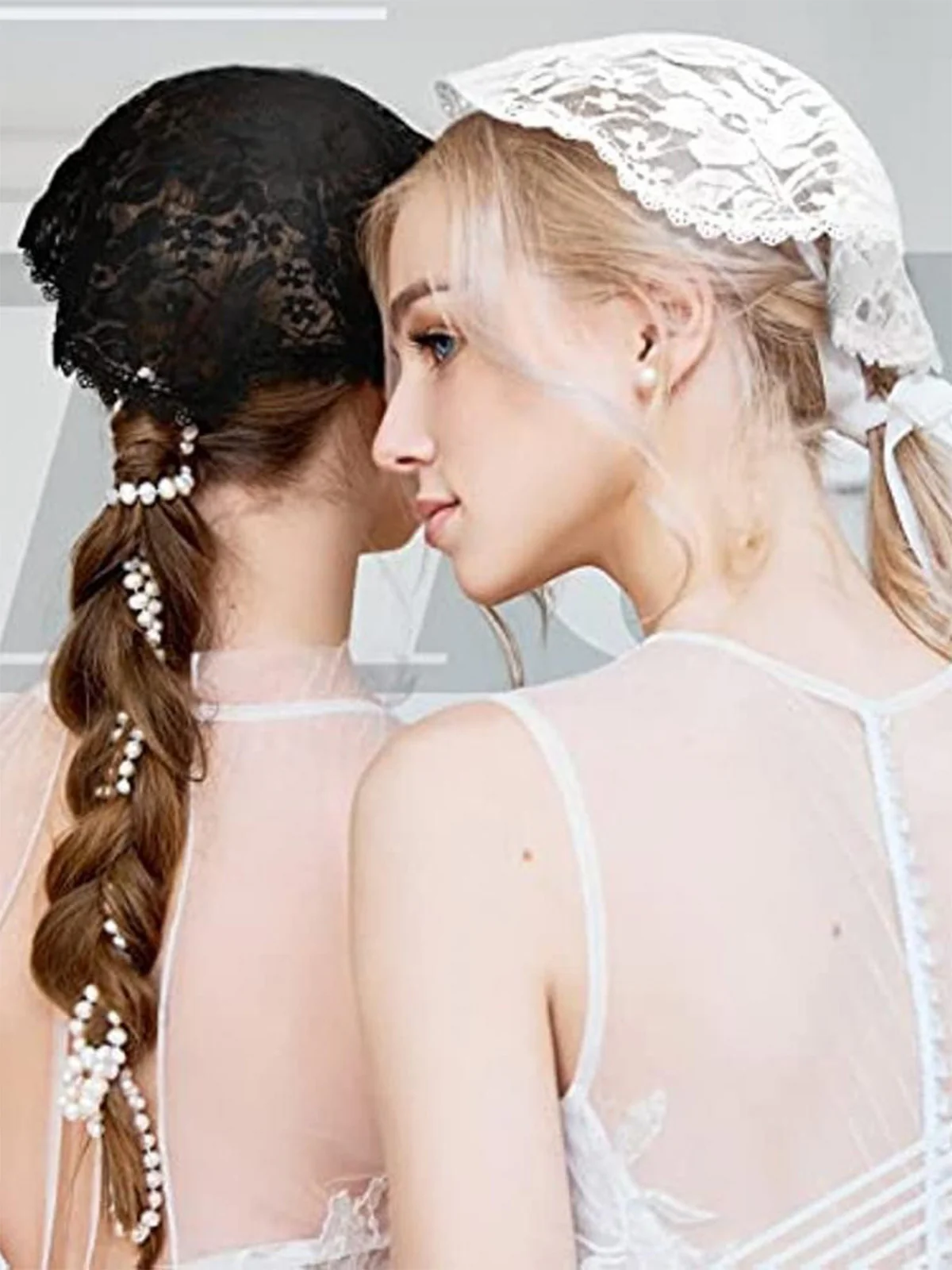 Vintage Floral Lace Head Covering - Image 3