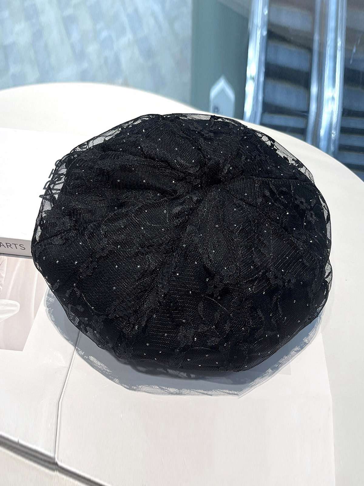 Vintage Floral Lace Mesh Beret Hat - Image 3