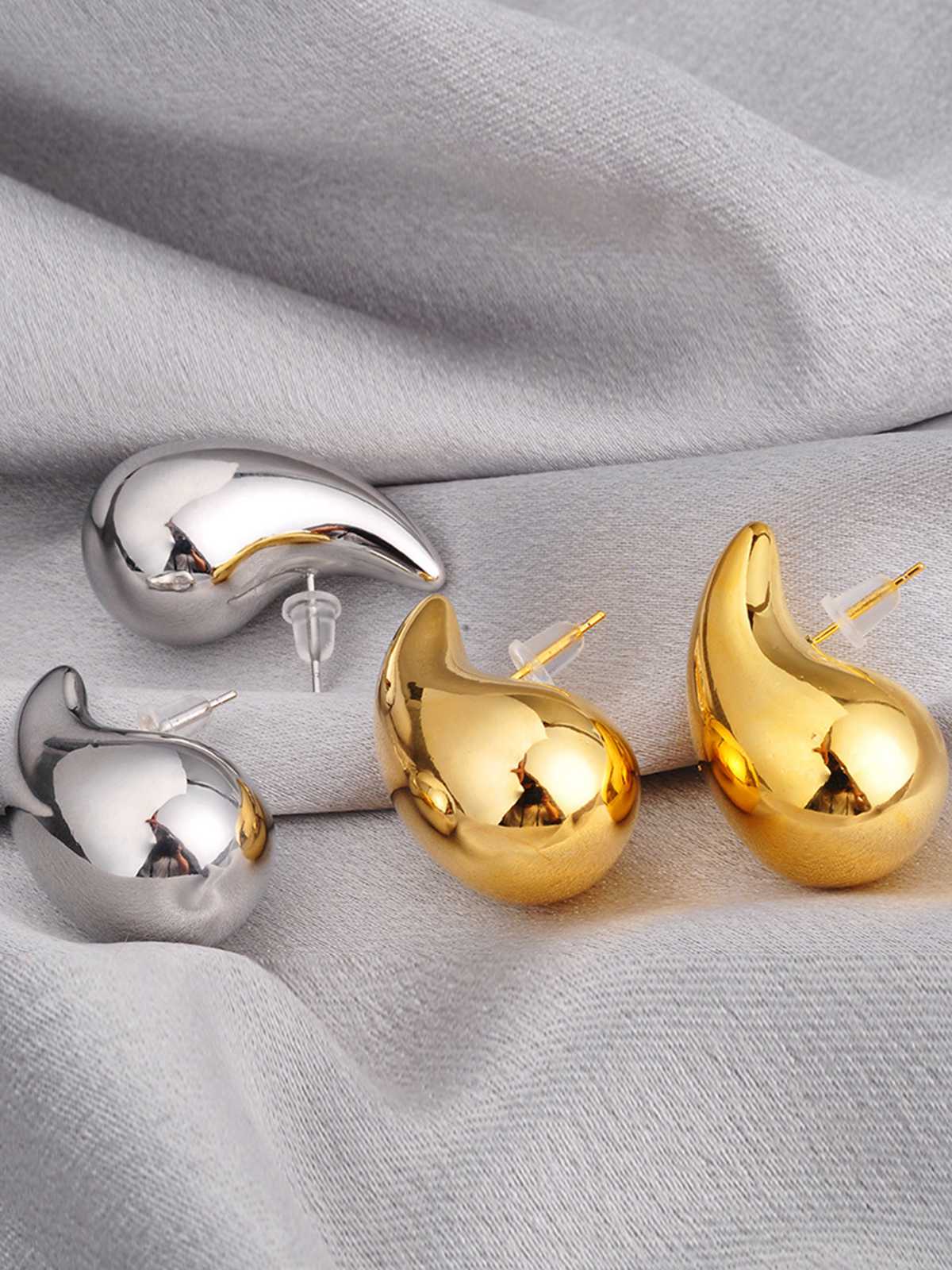 Vintage Glossy Teardrop-Shaped Earrings - Image 3