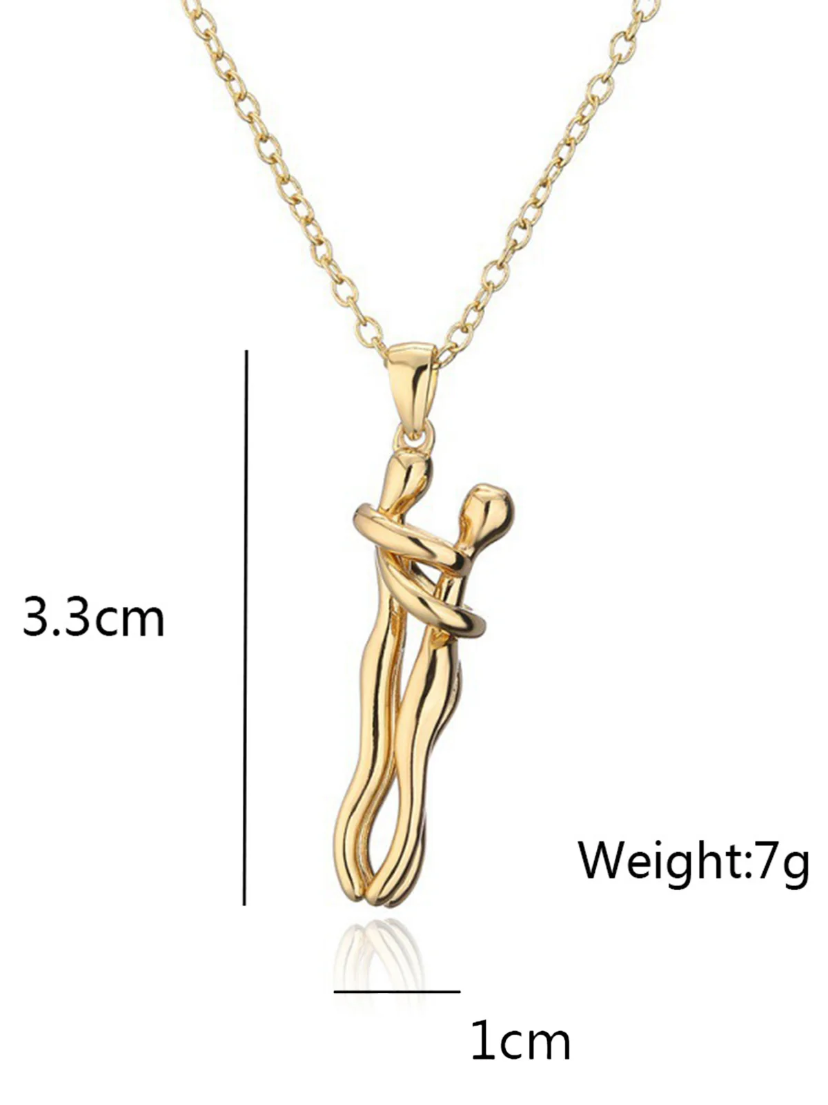 Vintage Gold Metallic Couple Hug Pendant Necklace - Image 2