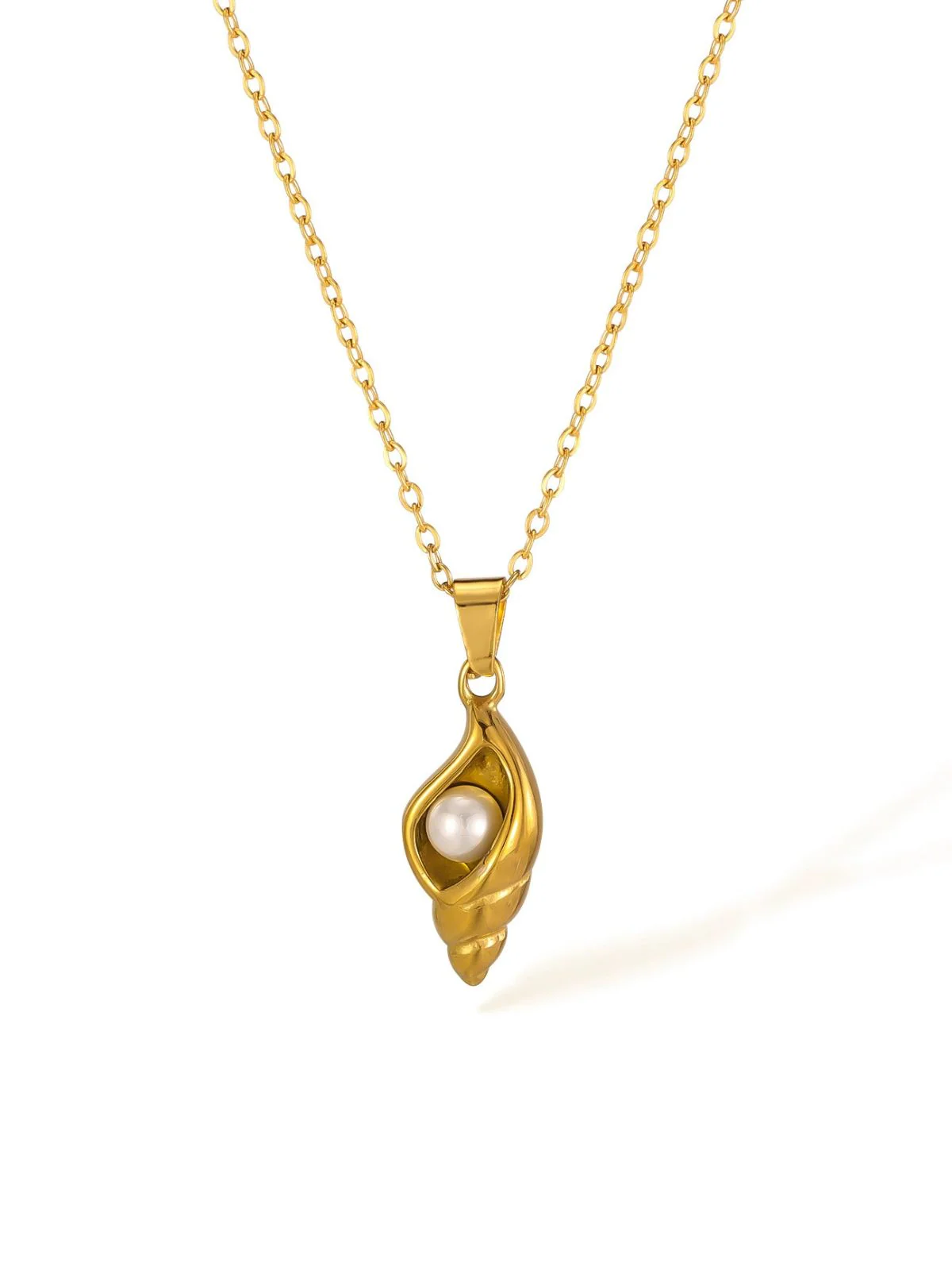 Vintage Golden Conch Pearl Necklace - Image 3