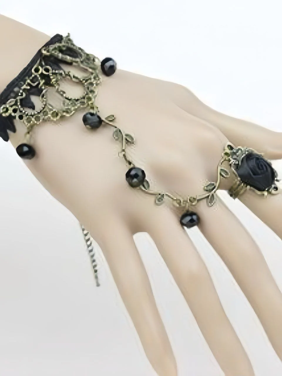 Vintage Gothic Rose Vine Lace Crystal Ring Bracelet - Image 4