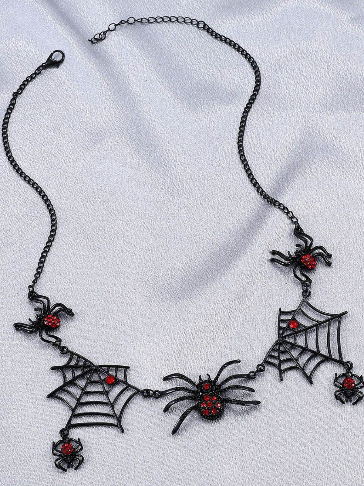 Vintage Gothic Spider & Web Alloy Necklace - Image 2