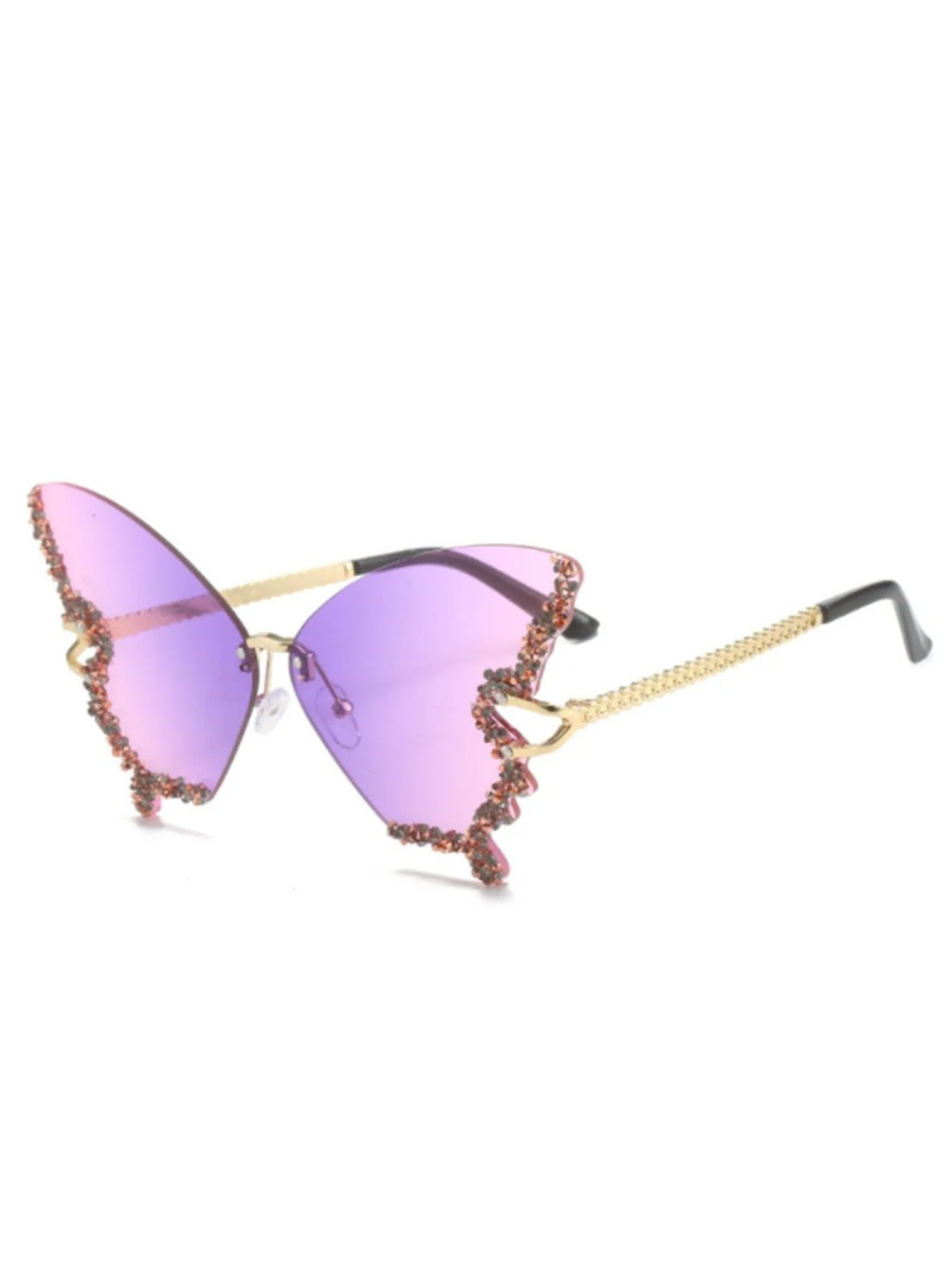Vintage Gradient Butterfly Rhinestone Sunglasses - Image 2