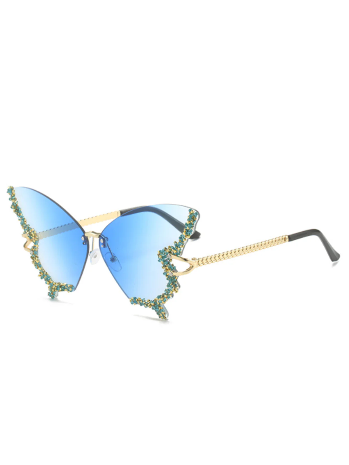 Vintage Gradient Butterfly Rhinestone Sunglasses - Image 3