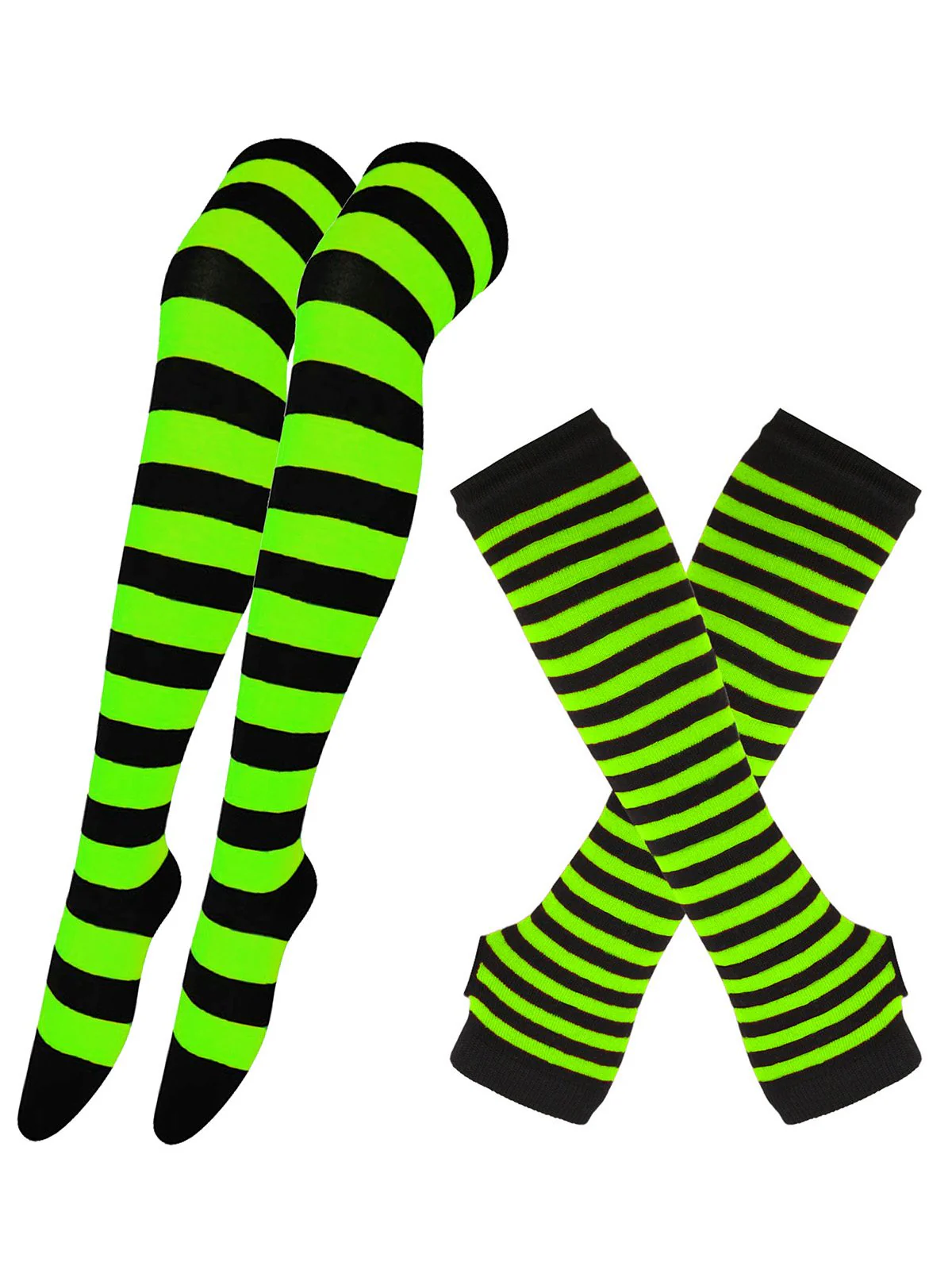 Vintage Halloween Stripe Fingerless Gloves & Socks - Image 2
