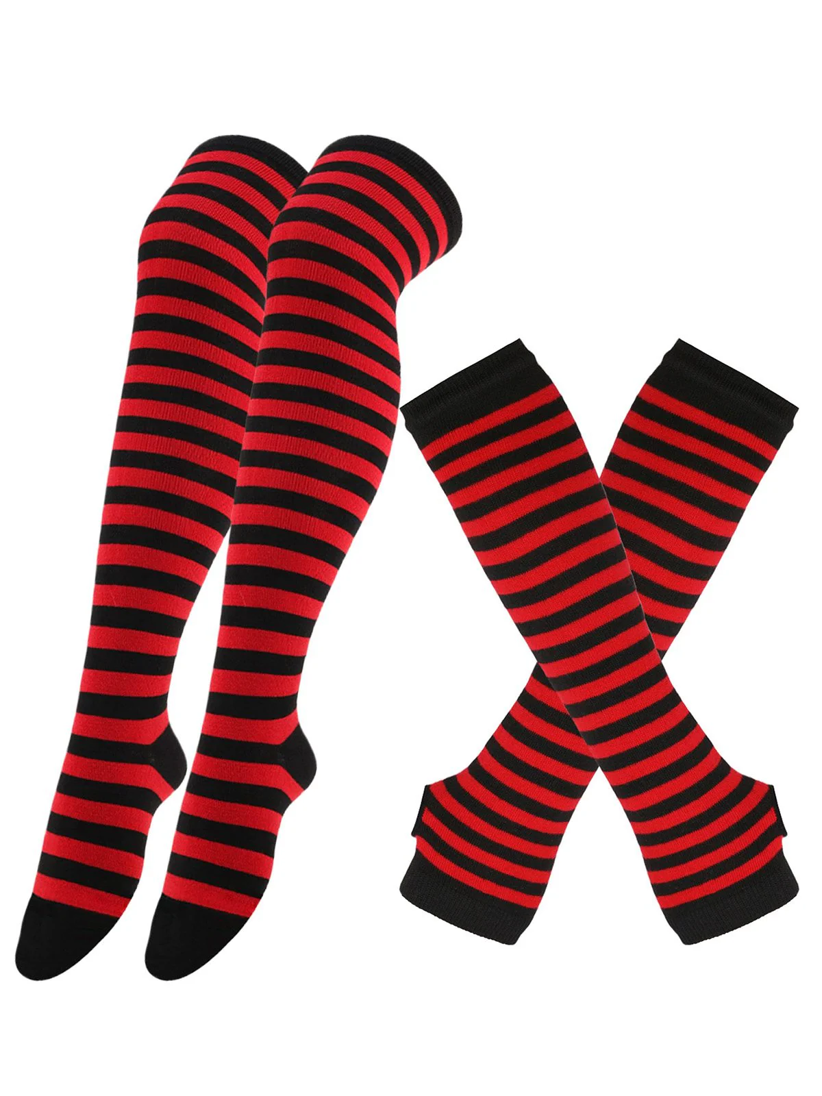 Vintage Halloween Stripe Fingerless Gloves & Socks - Image 3