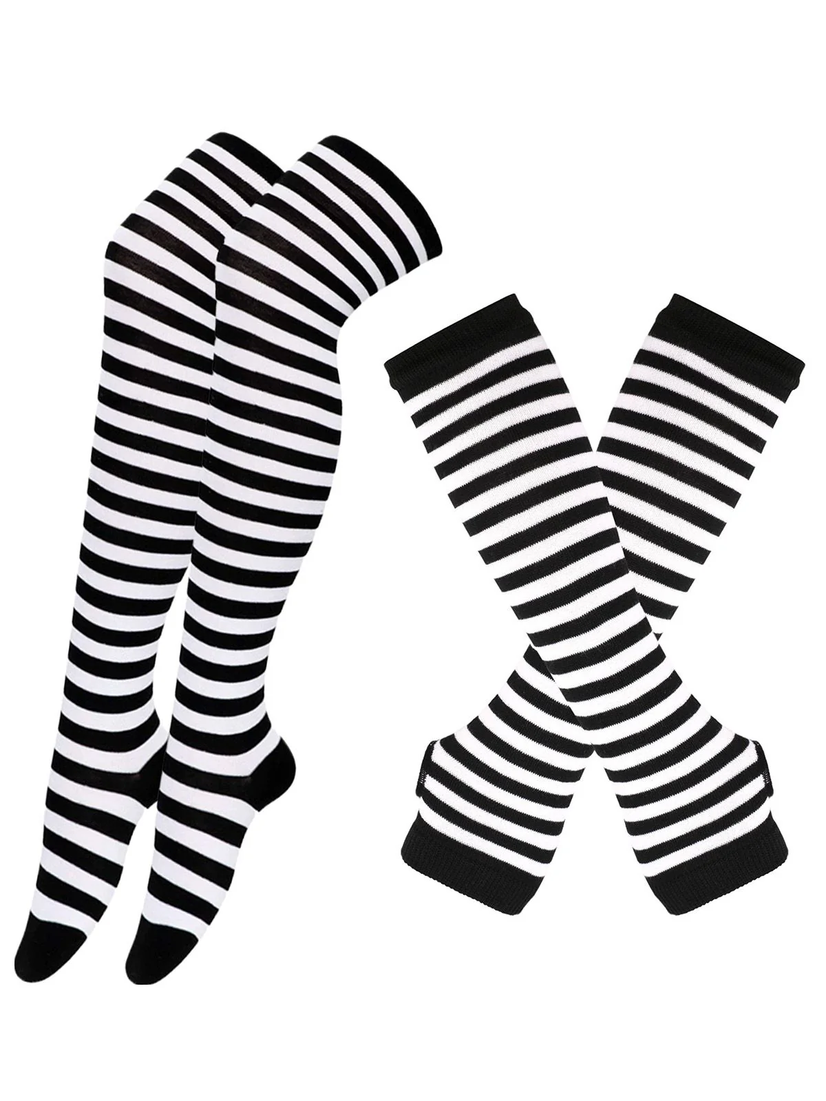 Vintage Halloween Stripe Fingerless Gloves & Socks - Image 4