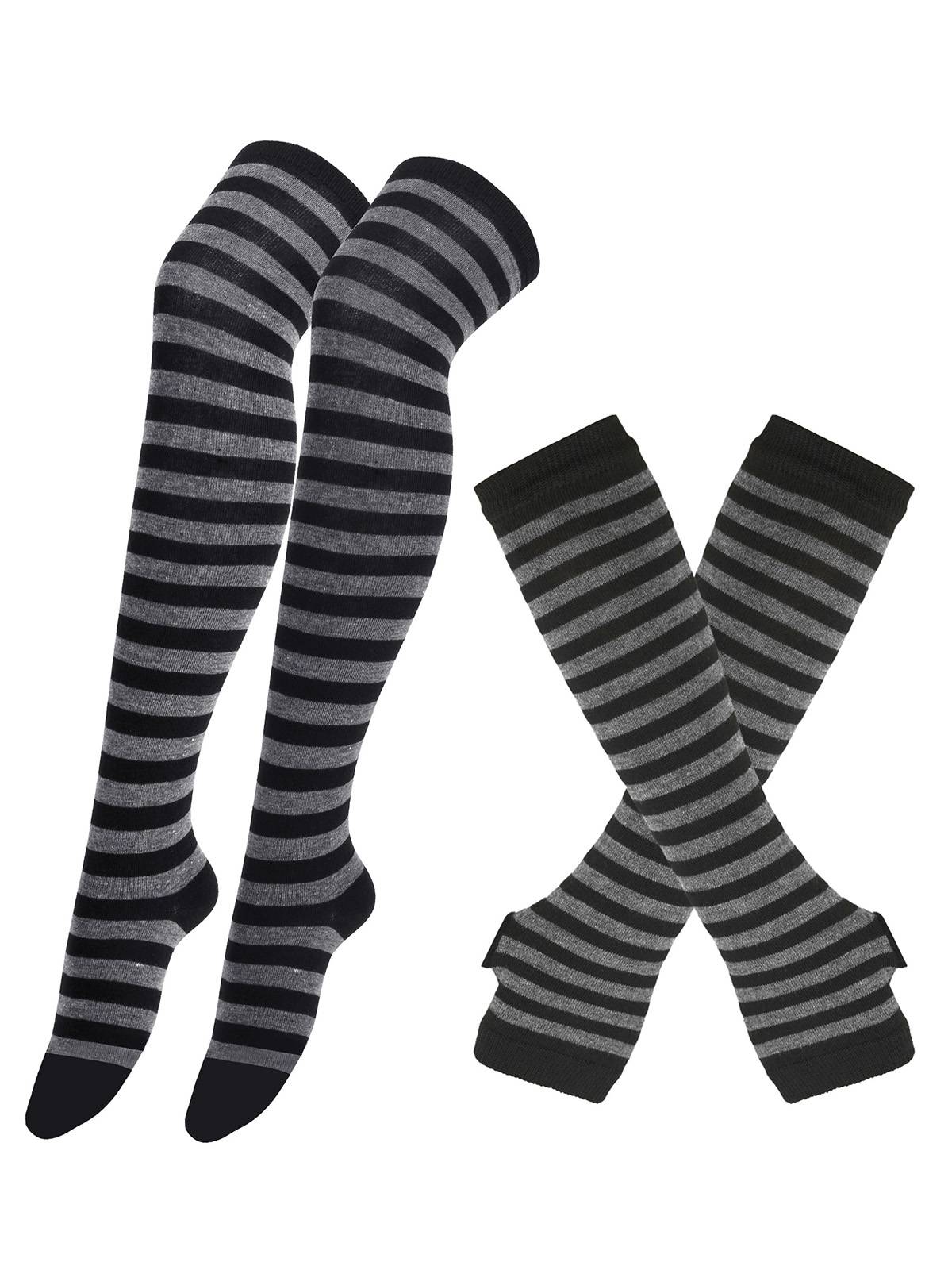 Vintage Halloween Stripe Fingerless Gloves & Socks - Image 5