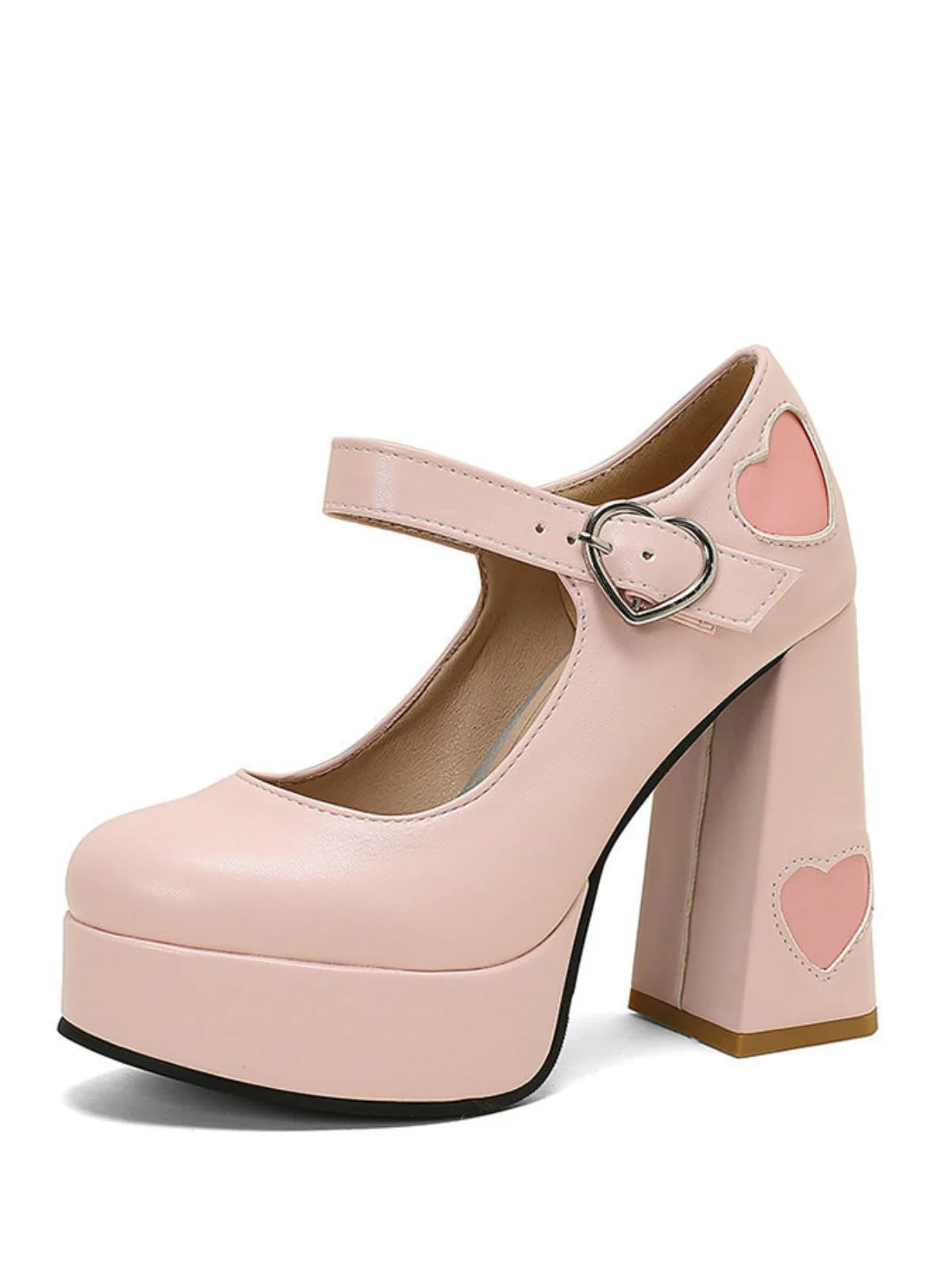 Vintage Heart Cut-Outs & Buckle Mary Jane High Heel Shoes - Image 2