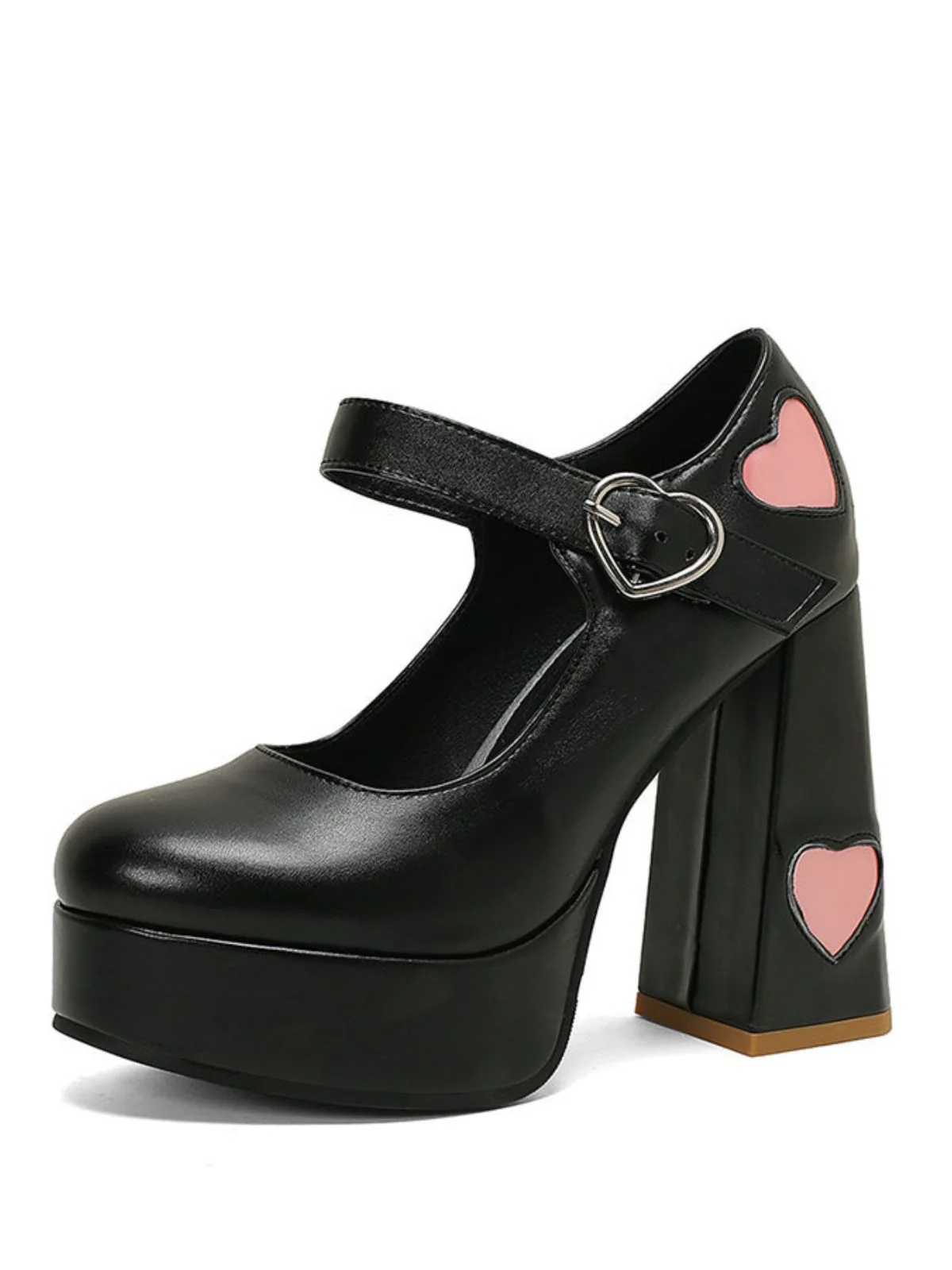 Vintage Heart Cut-Outs & Buckle Mary Jane High Heel Shoes - Image 8