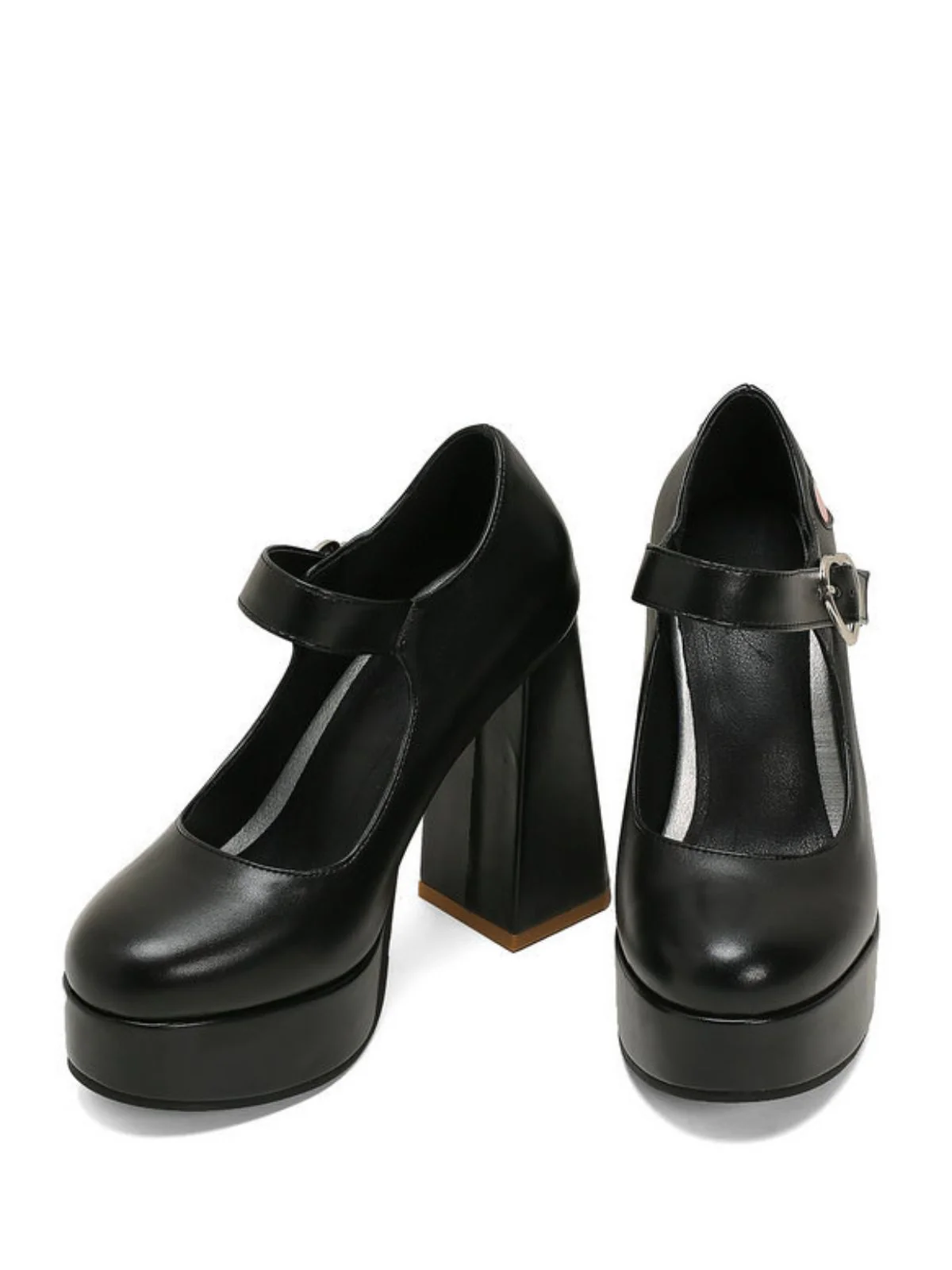 Vintage Heart Cut-Outs & Buckle Mary Jane High Heel Shoes - Image 9
