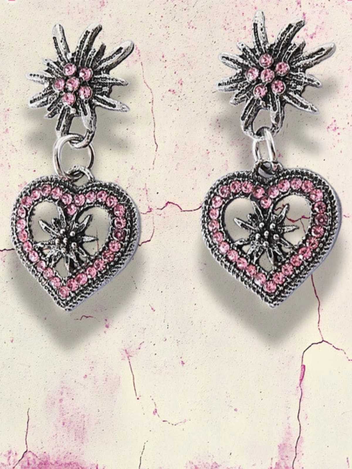 Vintage Heart Edelweiss Earrings - Image 3