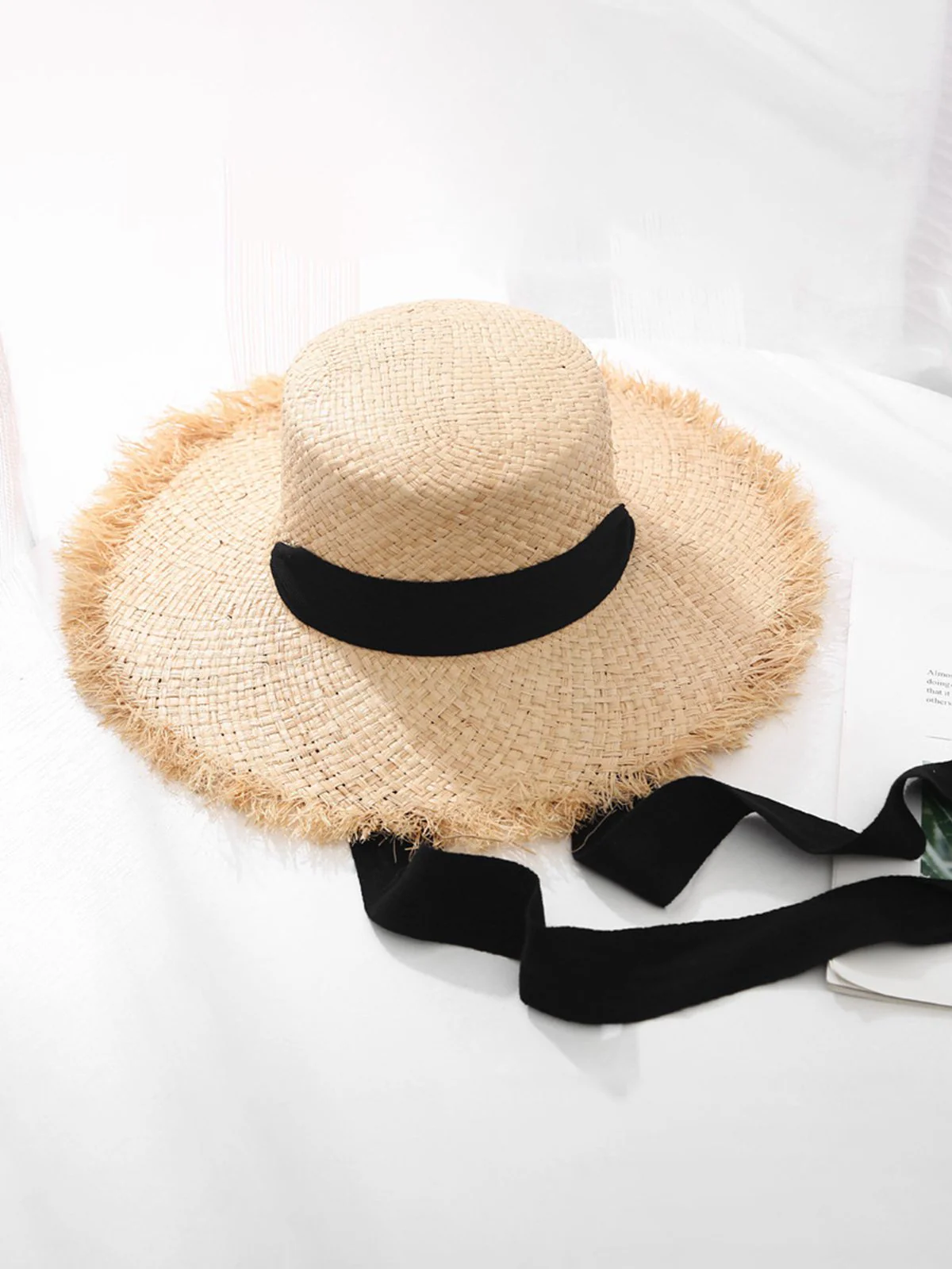 Vintage Khaki Straw Wide Brim Sun Hat - Image 2
