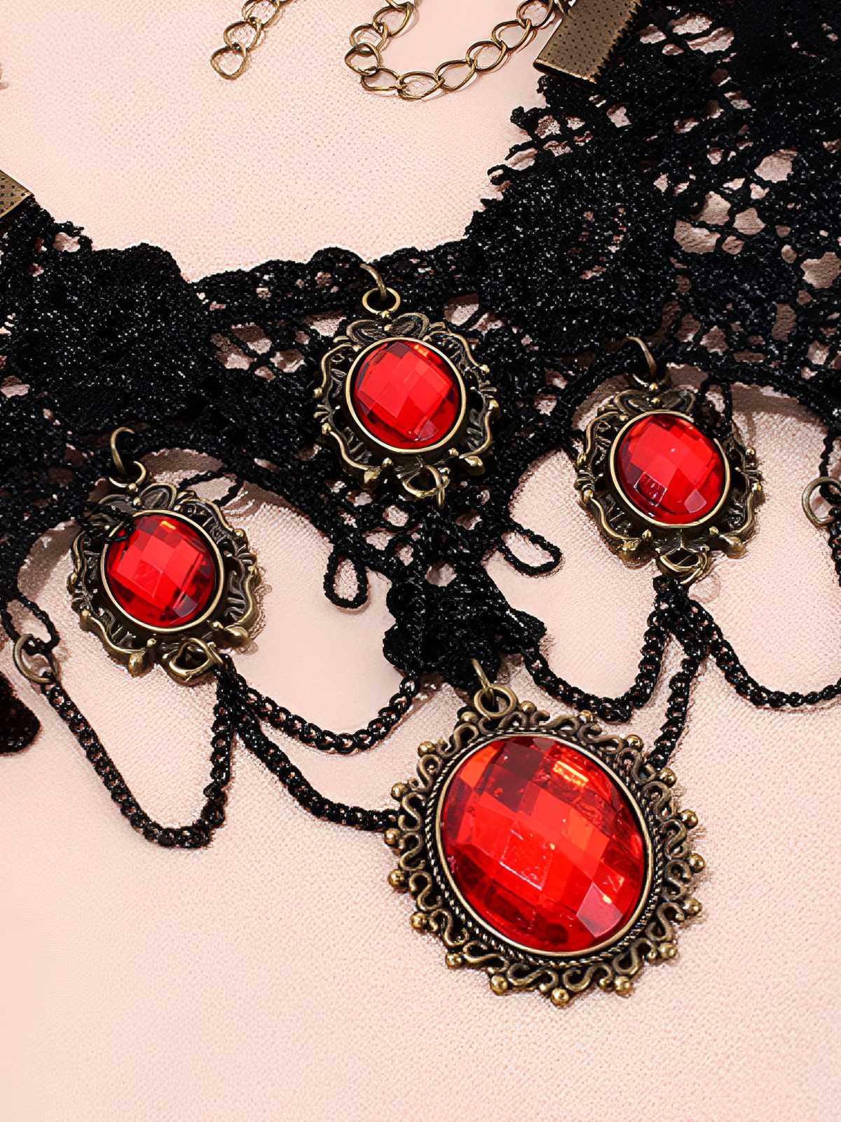 Vintage Lace Crystal Gothic Jewelry Set - Image 2