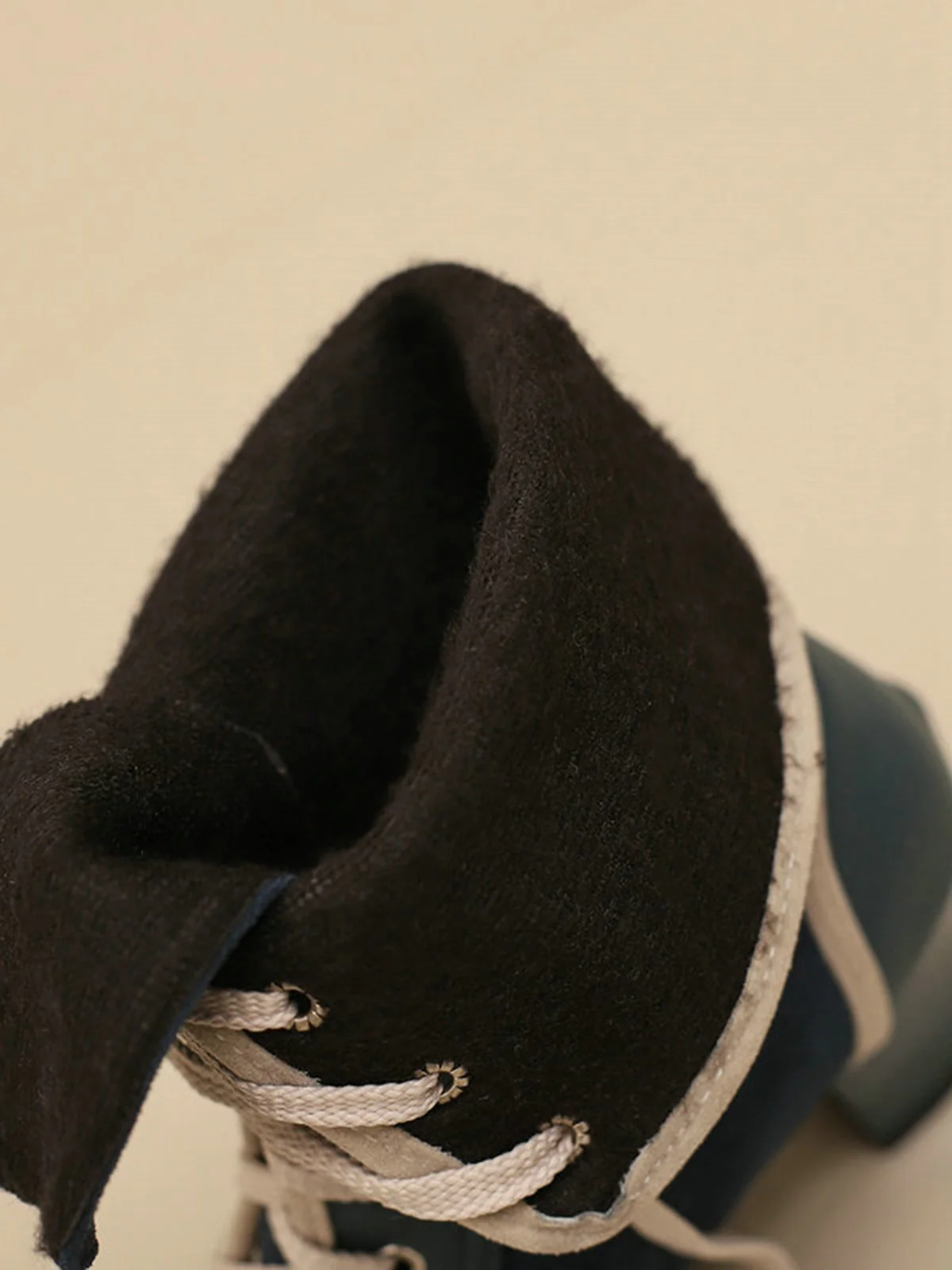 Vintage Lace-Up Faux Suede & Leather Mid Calf Boots - Image 18