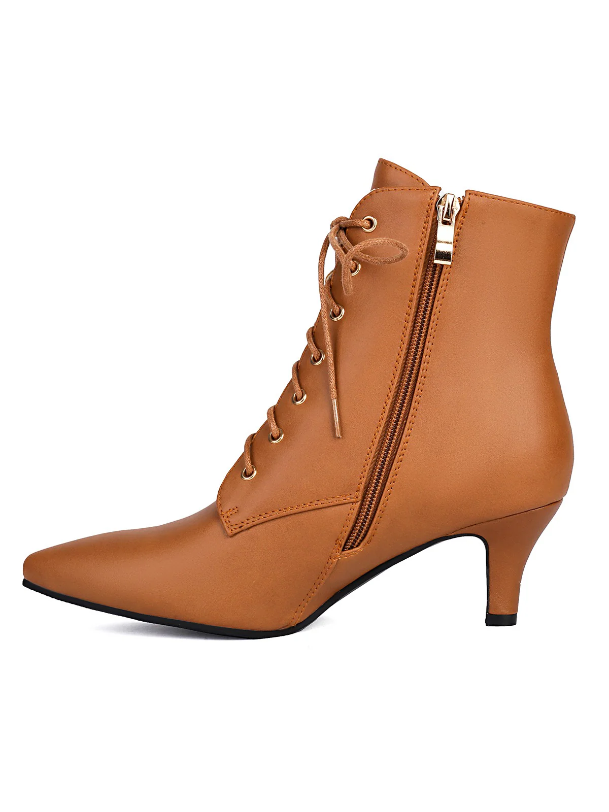 Vintage Lace-Up Kitten Heel Ankle Boots - Image 11