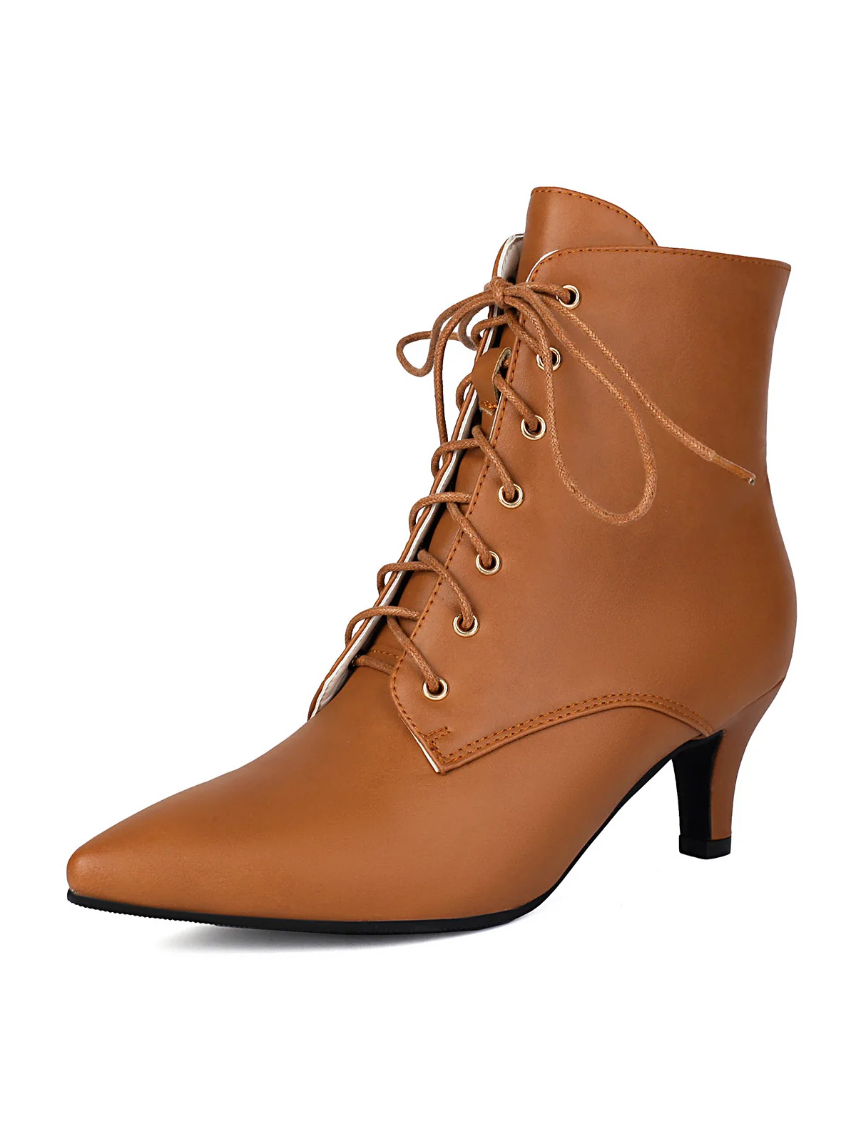 Vintage Lace-Up Kitten Heel Ankle Boots - Image 12