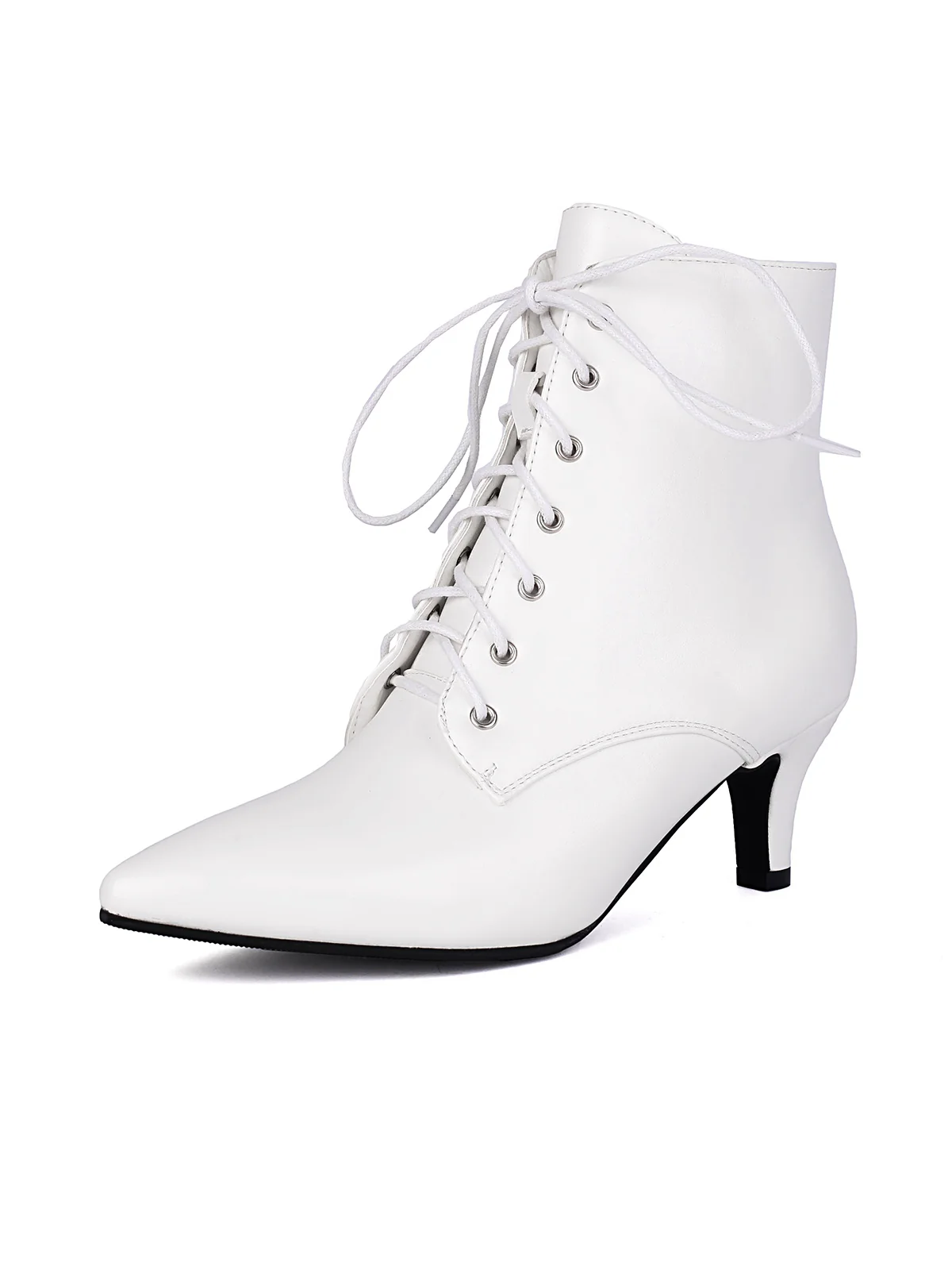 Vintage Lace-Up Kitten Heel Ankle Boots - Image 5