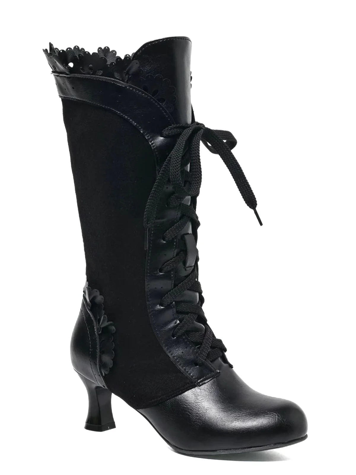 Vintage Lace-Up Solid Mid-Heel Brogue Ankle Boots - Image 7