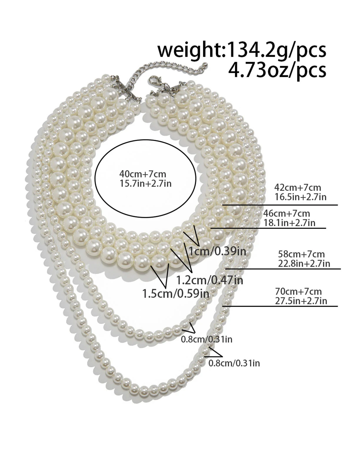 Vintage Layered Pearl Statement Necklace - Image 6