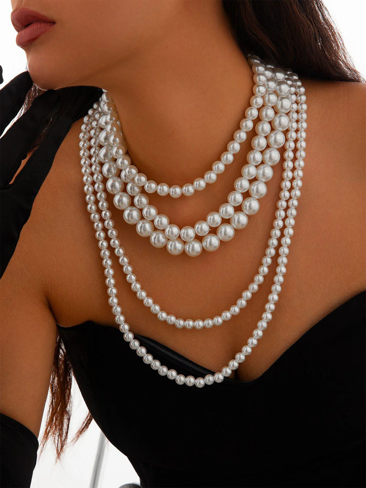 Vintage Layered Pearl Statement Necklace - Image 7