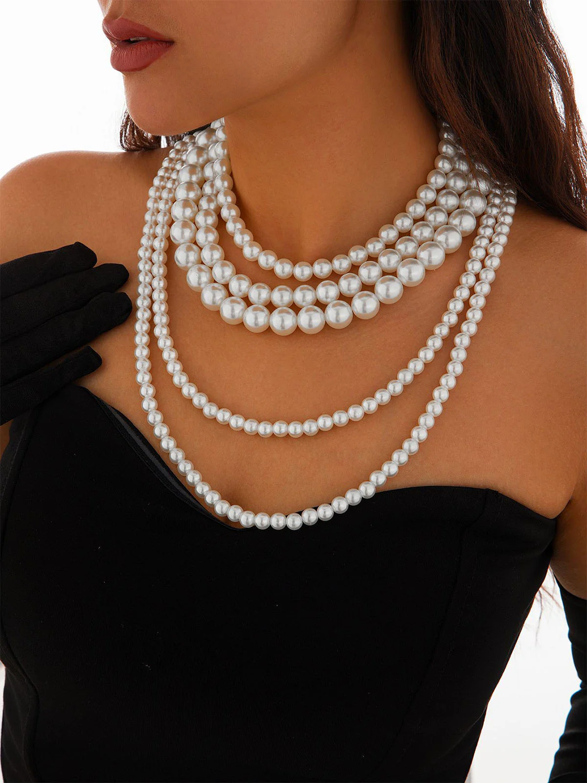 Vintage Layered Pearl Statement Necklace - Image 9