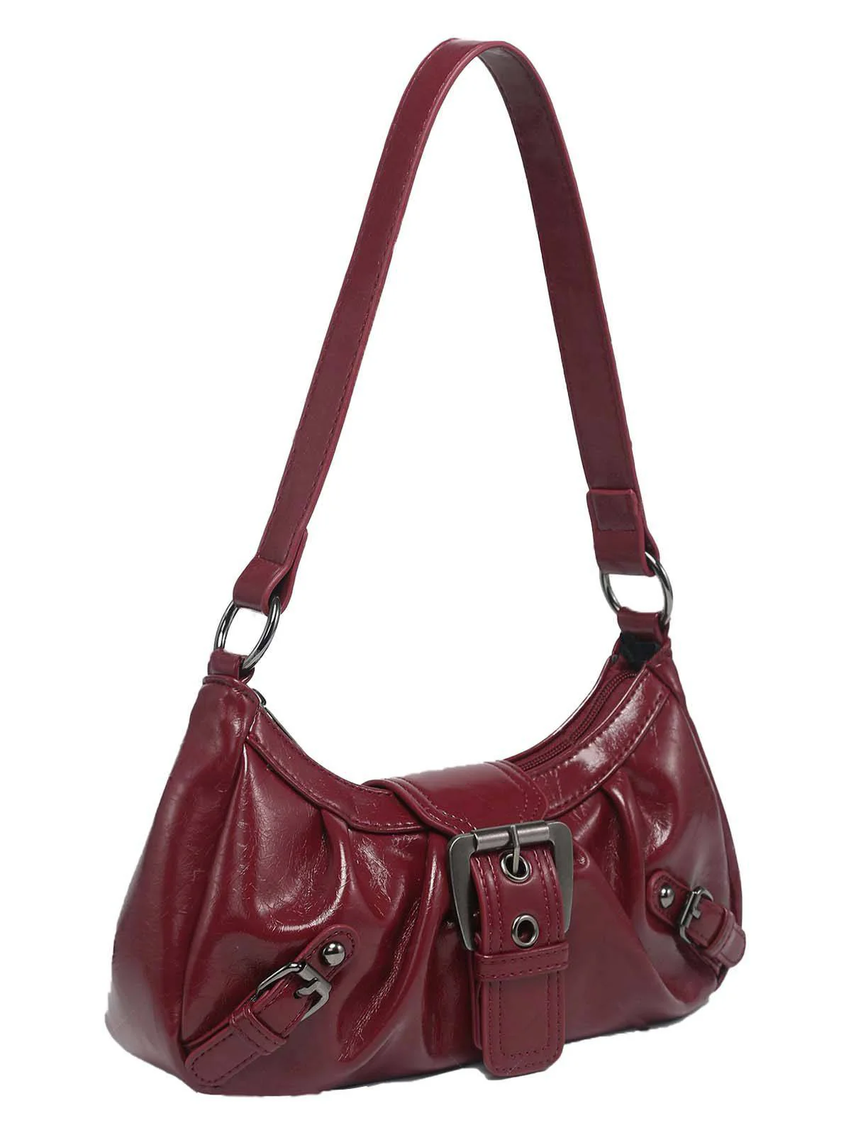 Vintage Leather Buckle Design Shoulder Bag - Image 13