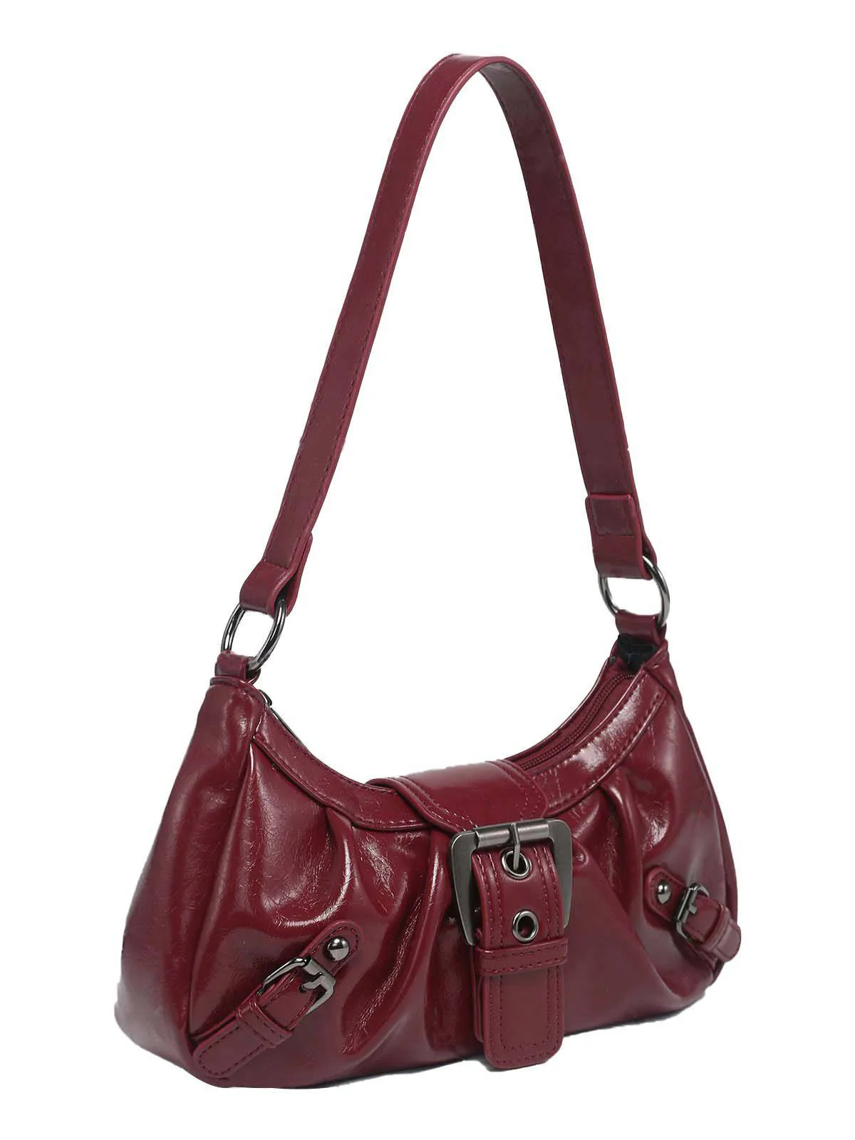 Vintage Leather Buckle Design Shoulder Bag - Image 14